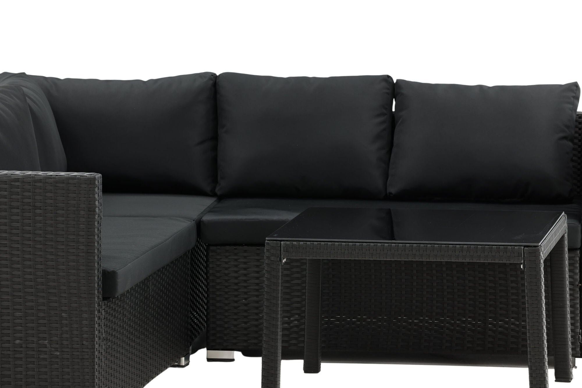 Venture Home Kuba Sofa Set - Black Wicker - Black Cushion