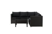 Venture Home Kuba Sofa Set - Black Wicker - Black Cushion
