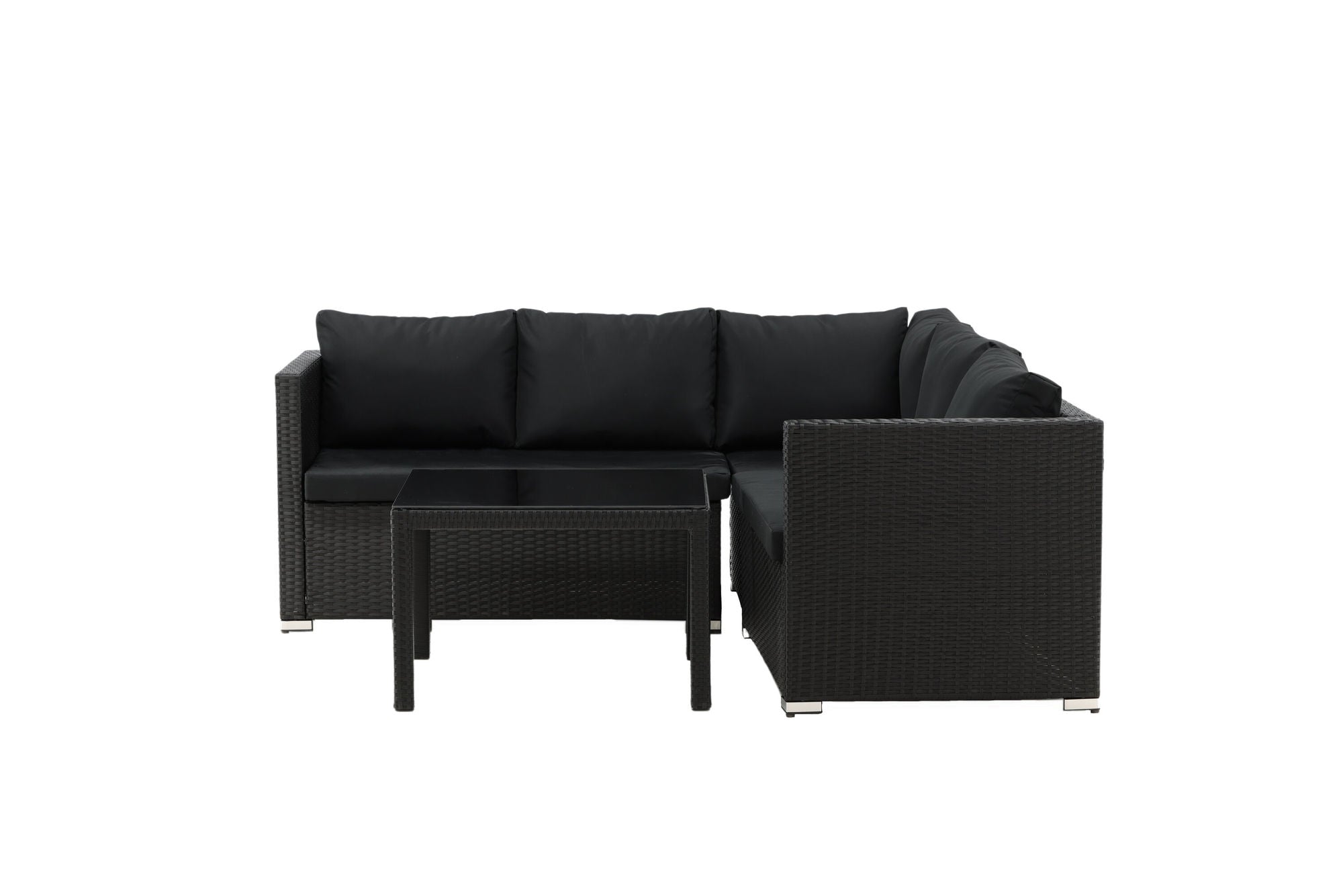Venture Home Kuba Sofa Set - Black Wicker - Black Cushion