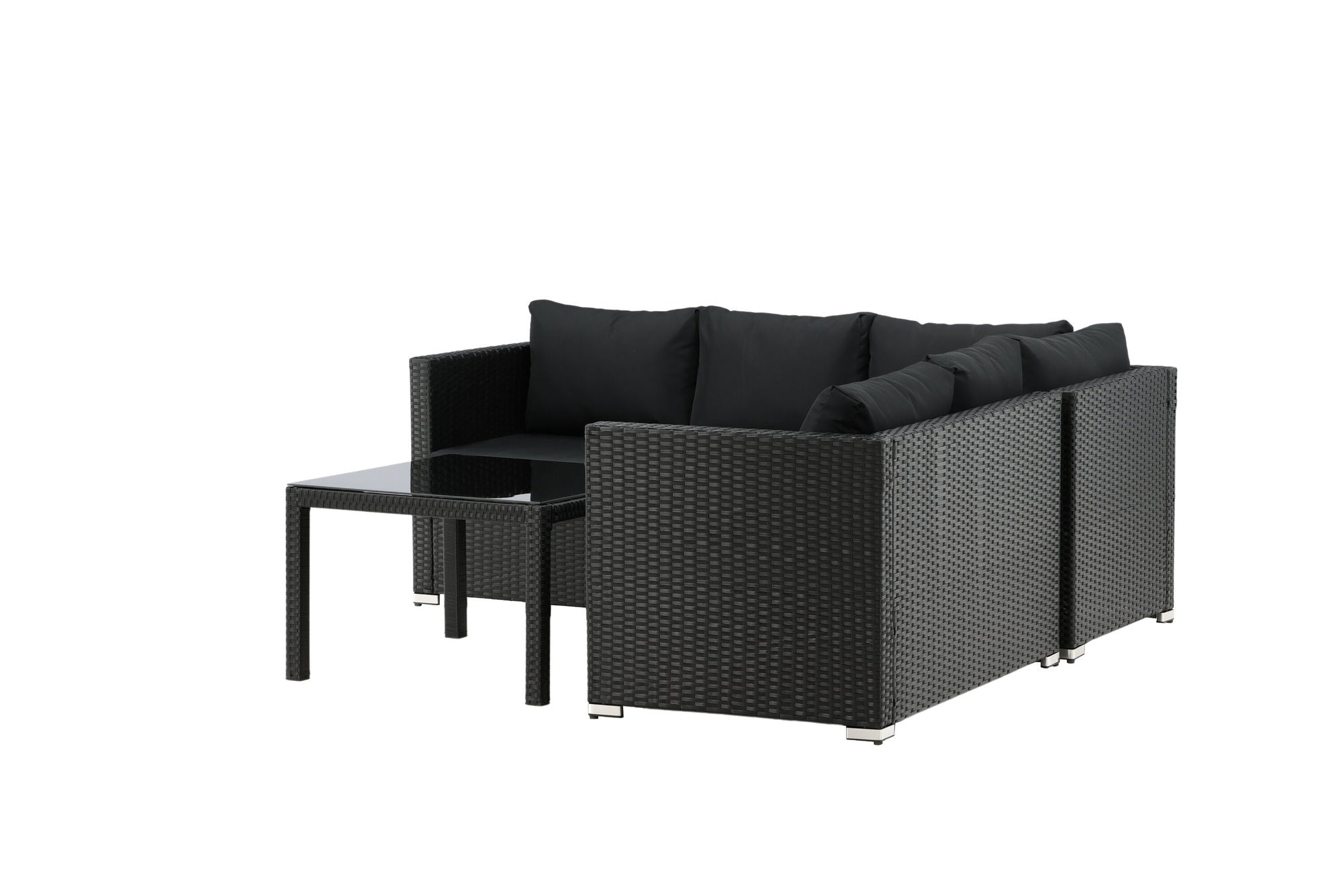 Venture Home Kuba Sofa Set - Black Wicker - Black Cushion