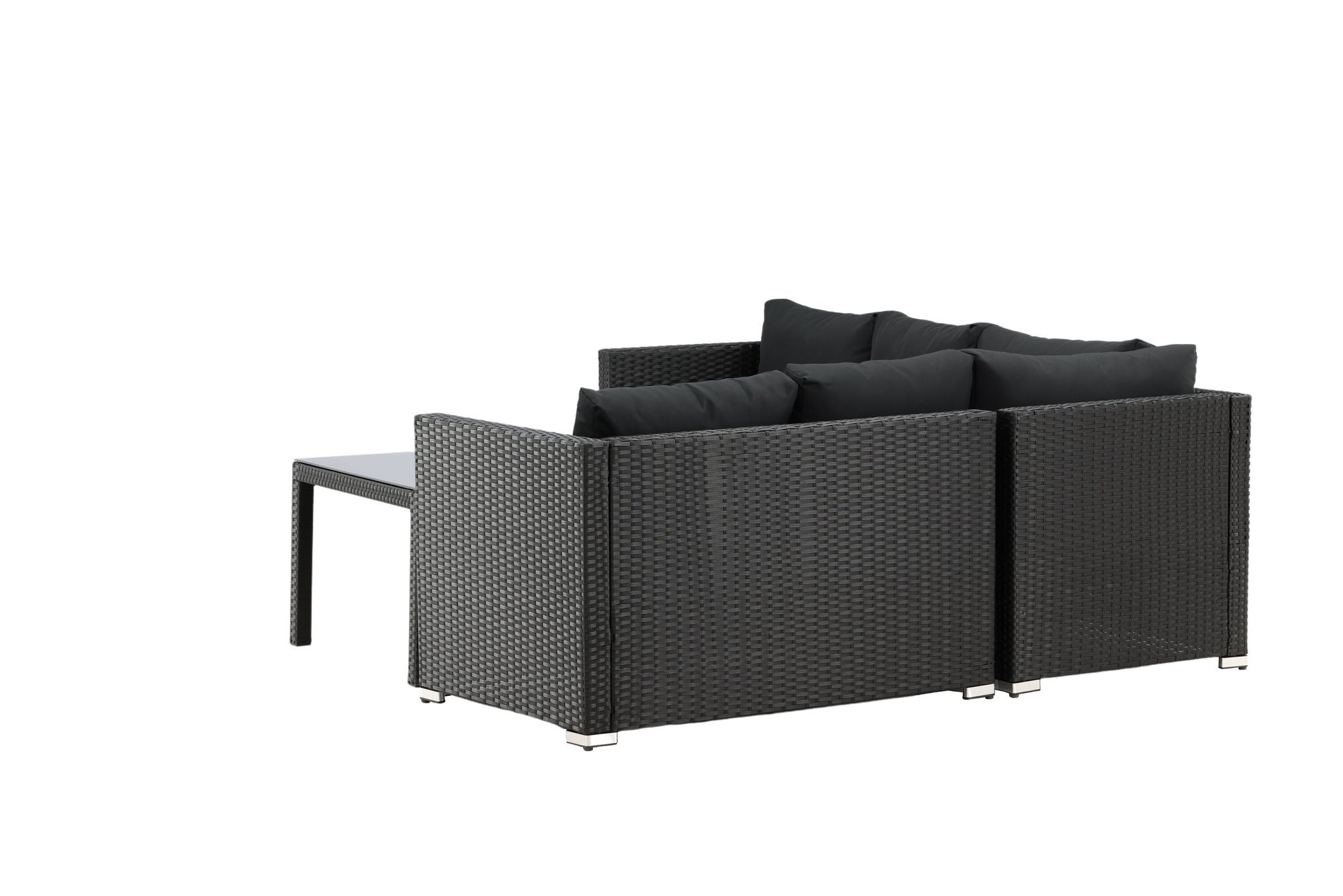 Venture Home Kuba Sofa Set - Black Wicker - Black Cushion