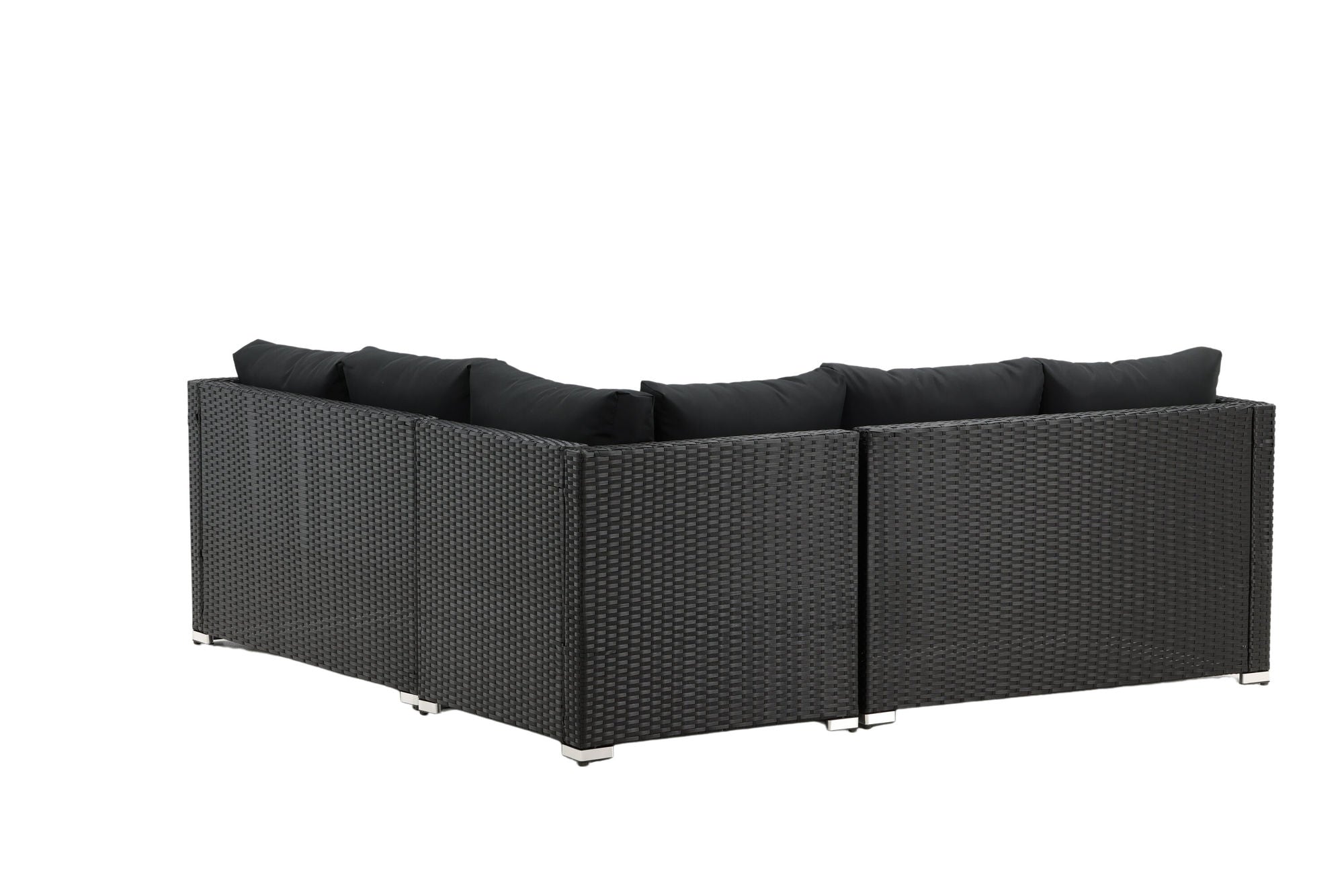 Venture Home Kuba Sofa Set - Black Wicker - Black Cushion