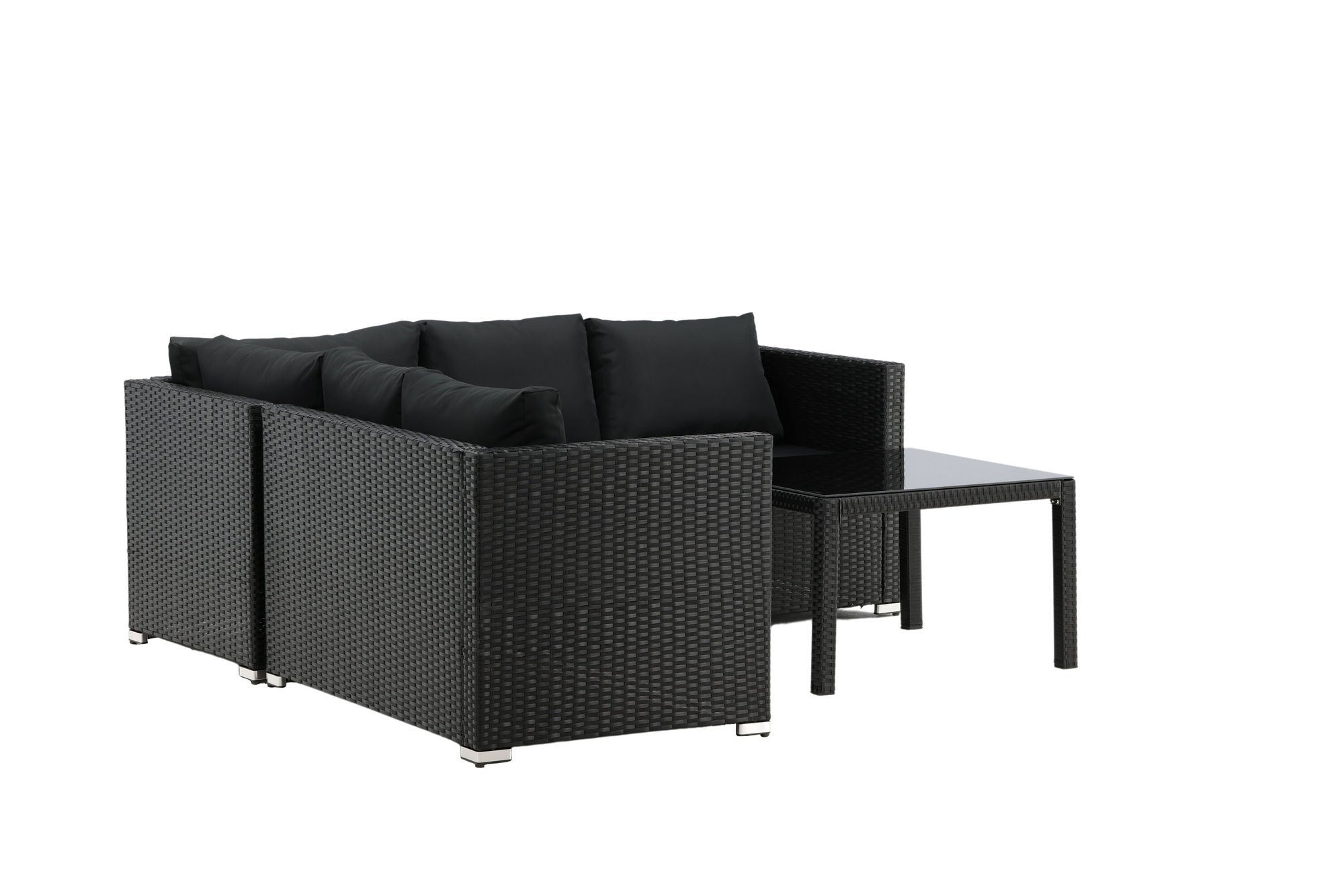 Venture Home Kuba Sofa Set - Black Wicker - Black Cushion