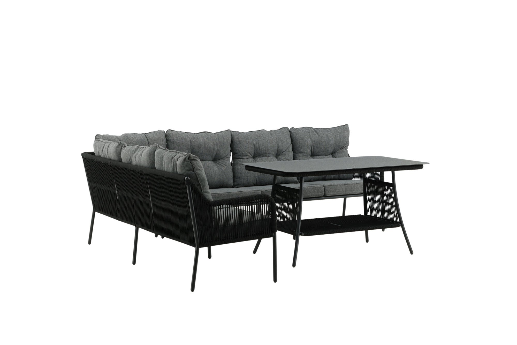 Venture Home Berlin corner set With Rope Black / Black / Black / Grey Cushion