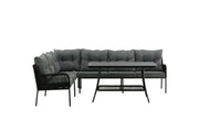 Venture Home Berlin corner set With Rope Black / Black / Black / Grey Cushion