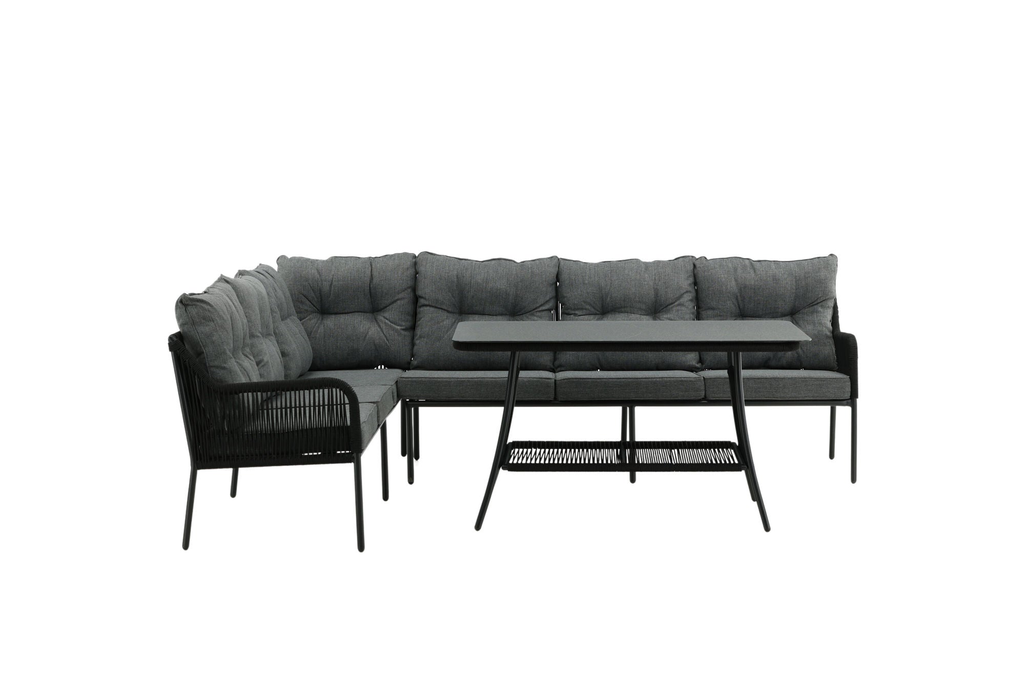 Venture Home Berlin corner set With Rope Black / Black / Black / Grey Cushion