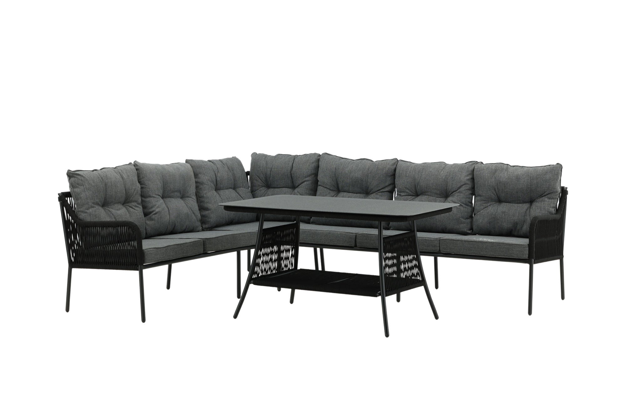 Venture Home Berlin corner set With Rope Black / Black / Black / Grey Cushion