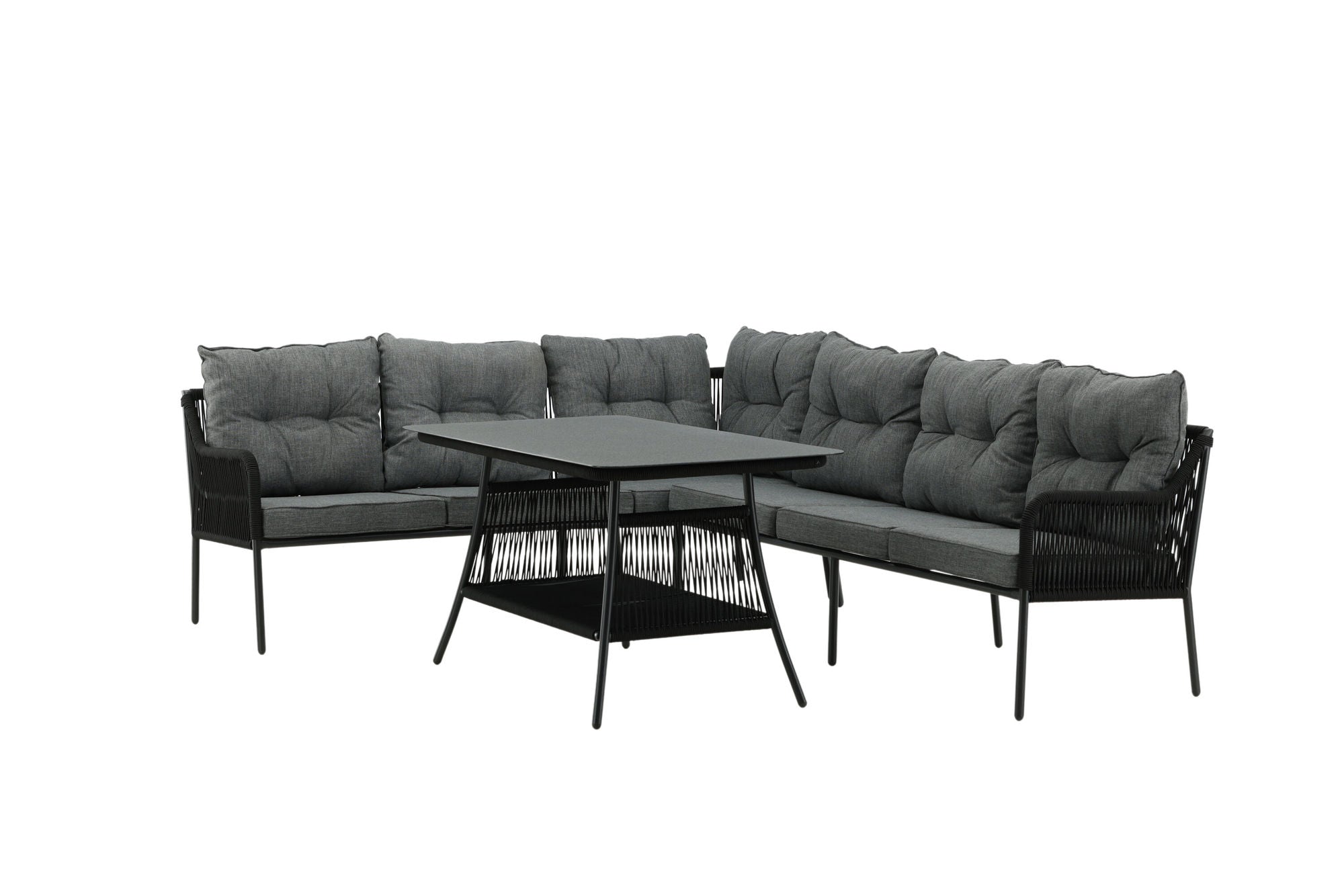 Venture Home Berlin corner set With Rope Black / Black / Black / Grey Cushion