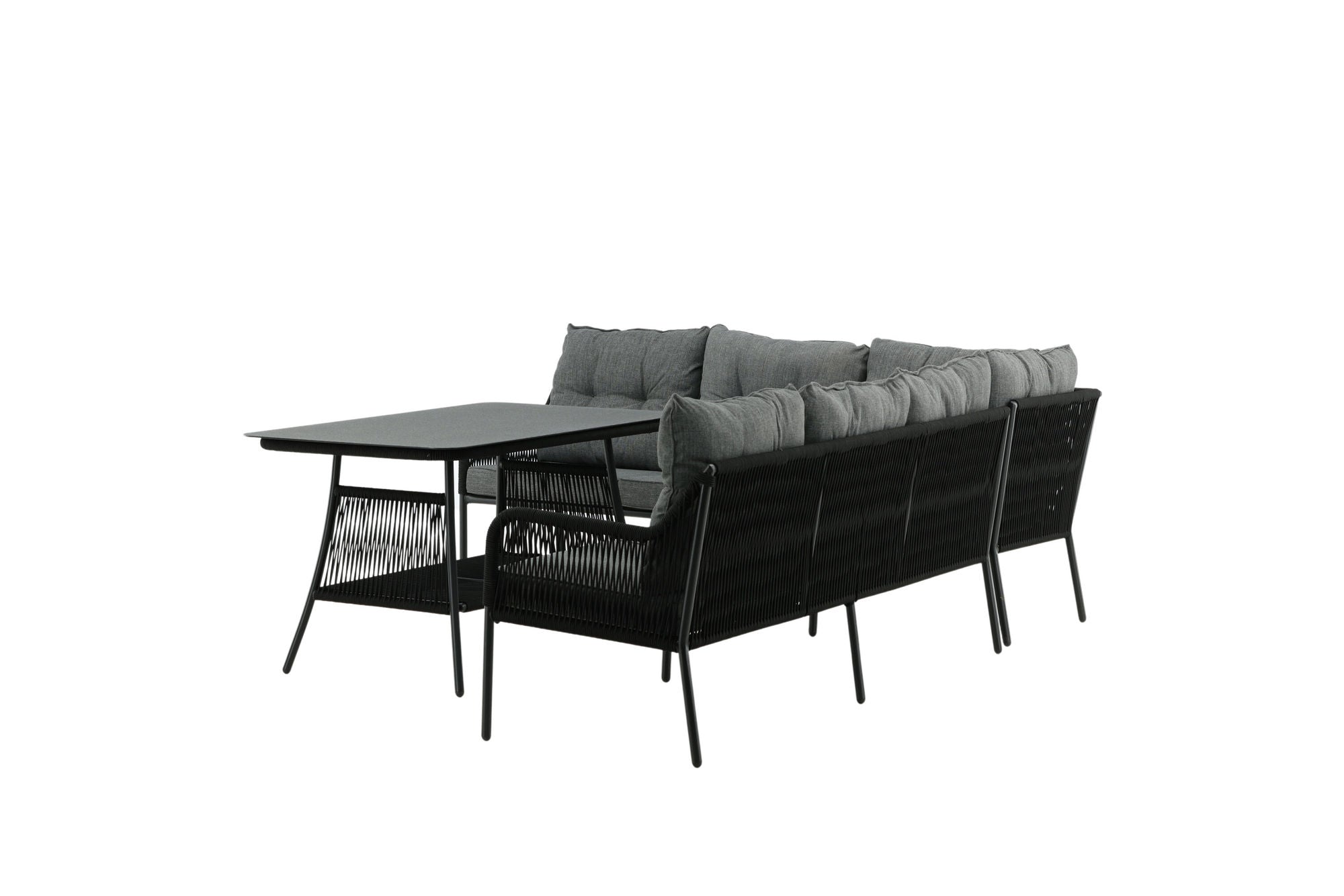 Venture Home Berlin corner set With Rope Black / Black / Black / Grey Cushion