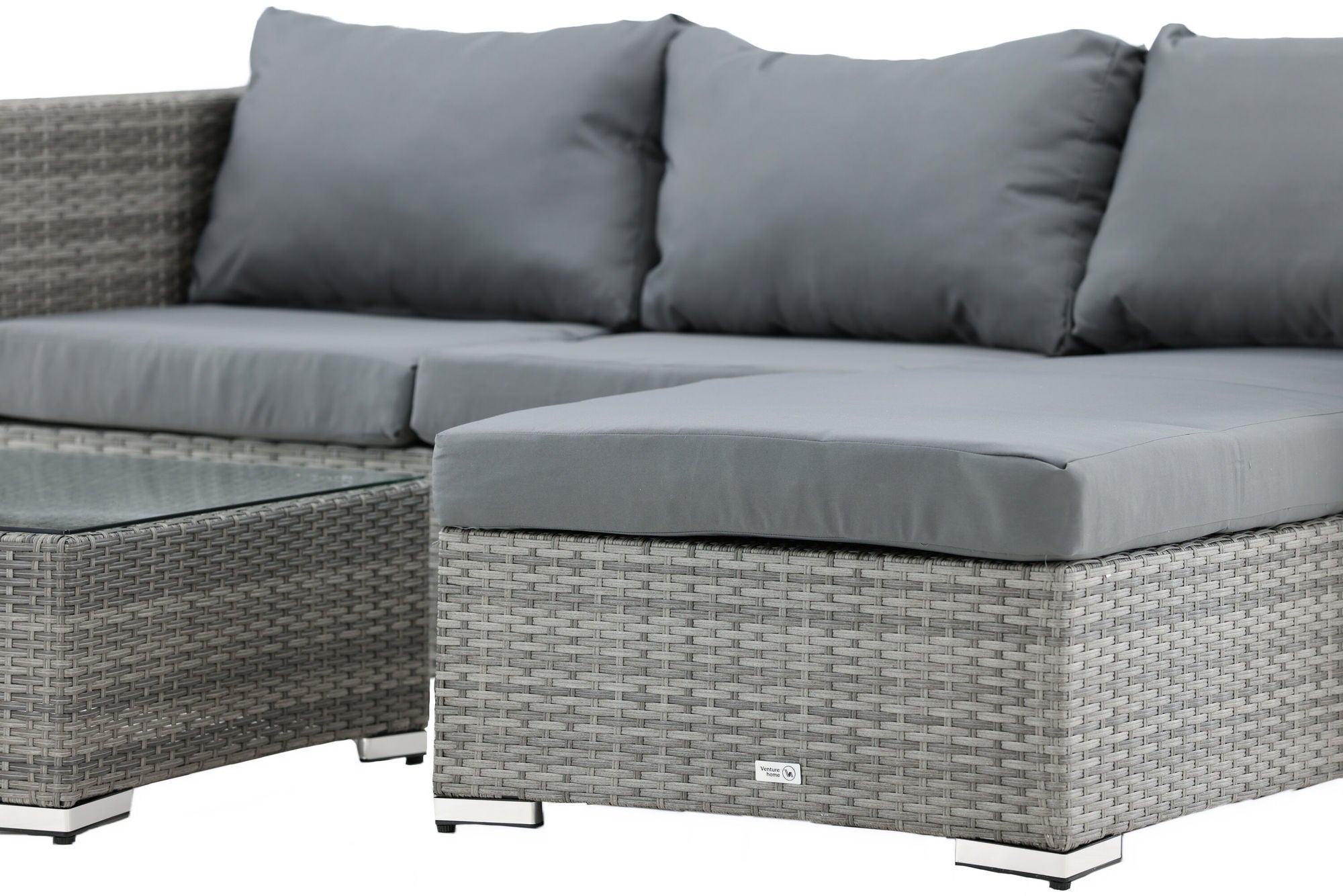 Venture Home Rotterdam chaise lounge set- Grey Wicker / Grey Cushion