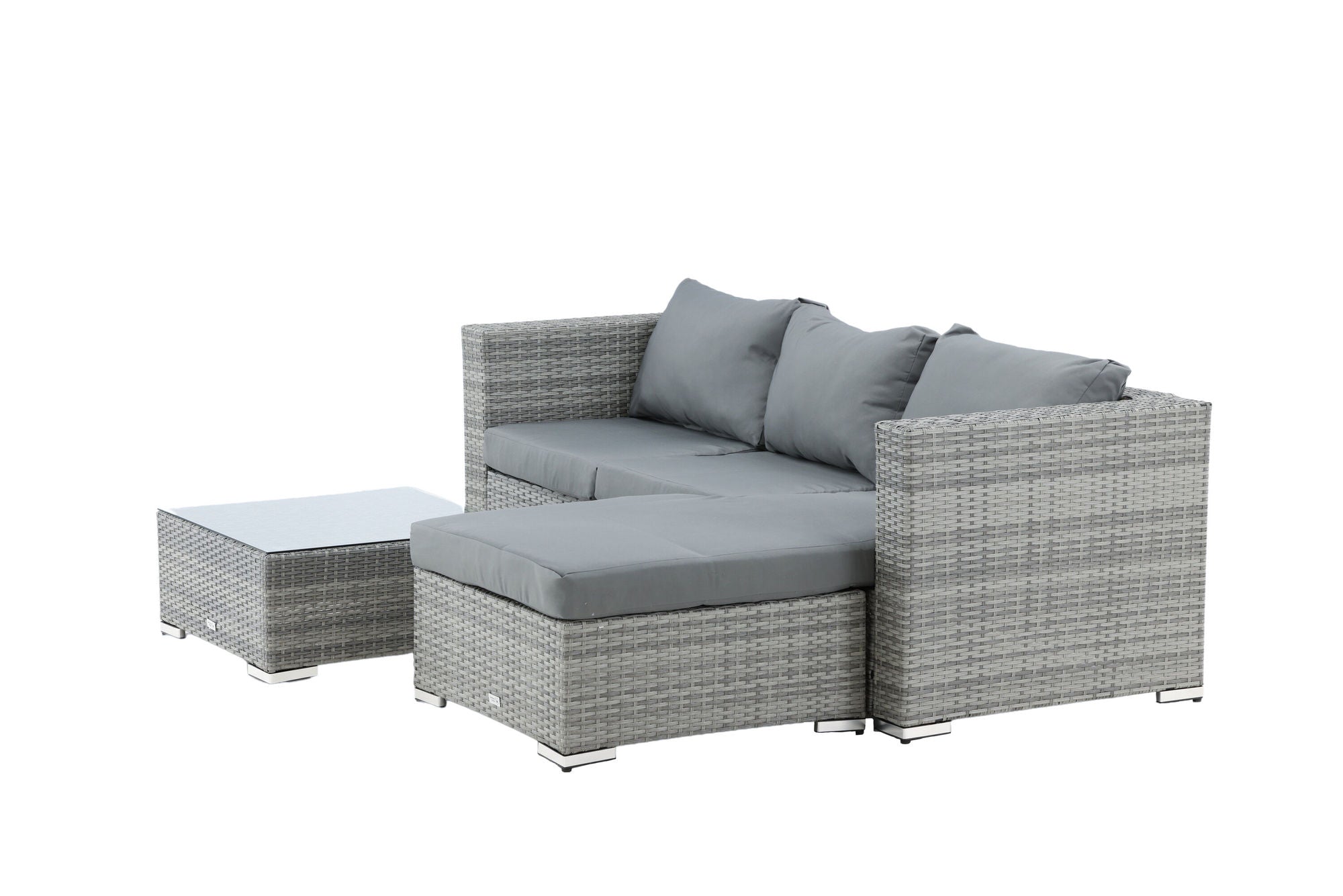 Venture Home Rotterdam chaise lounge set- Grey Wicker / Grey Cushion