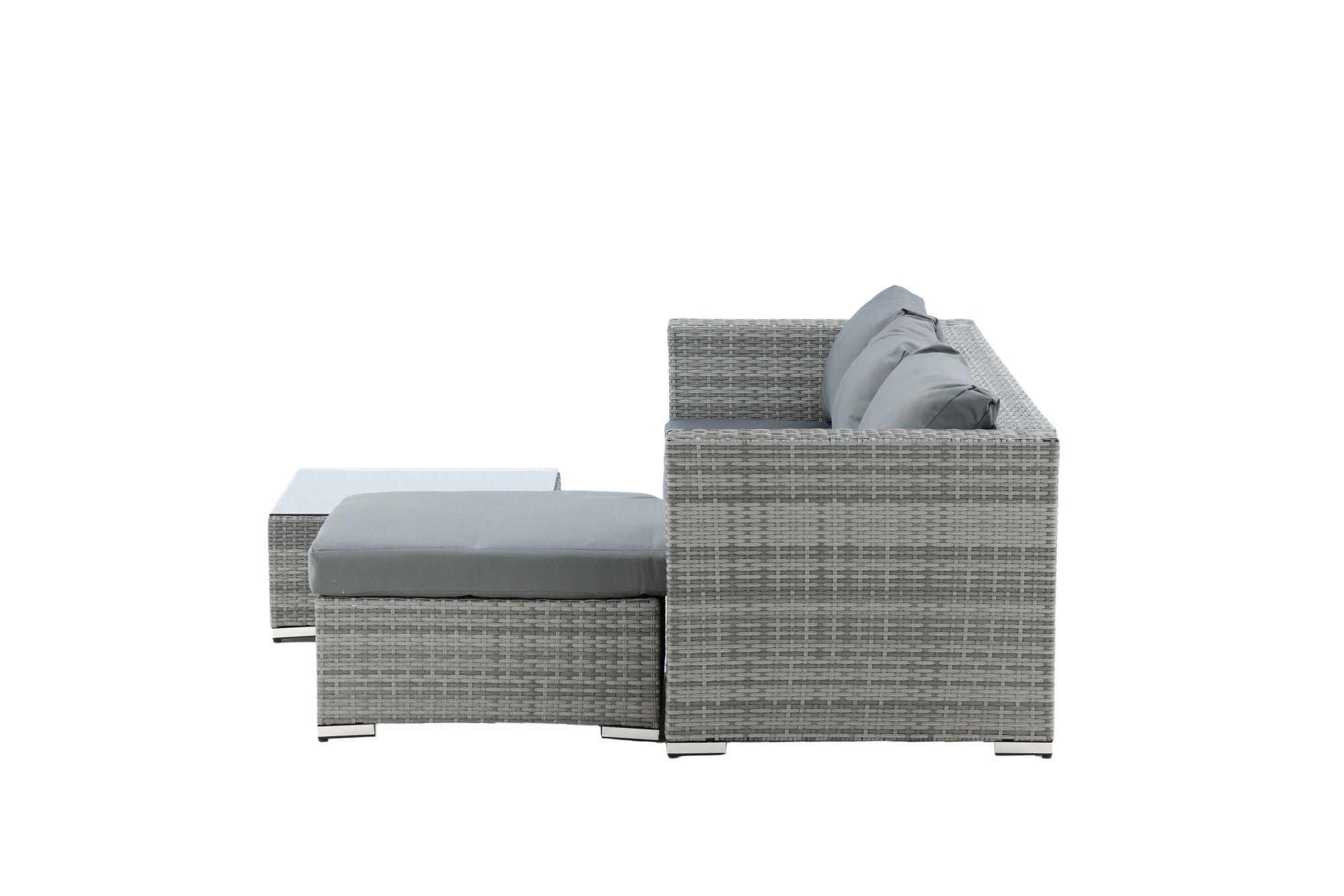 Venture Home Rotterdam chaise lounge set- Grey Wicker / Grey Cushion