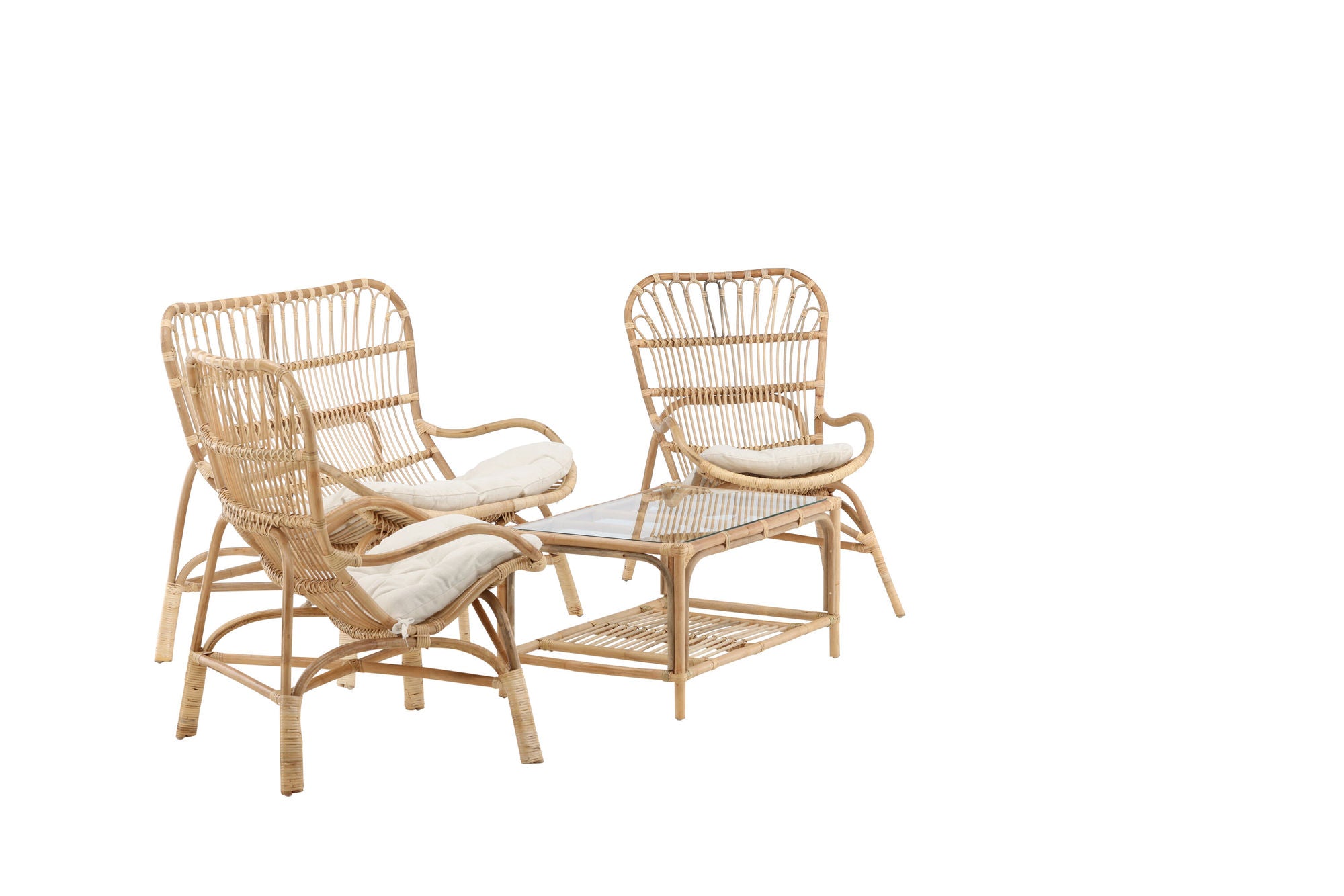 Venture Home Ella Lounge Set (3+2+1) Rattan / Offwhite Cushion
