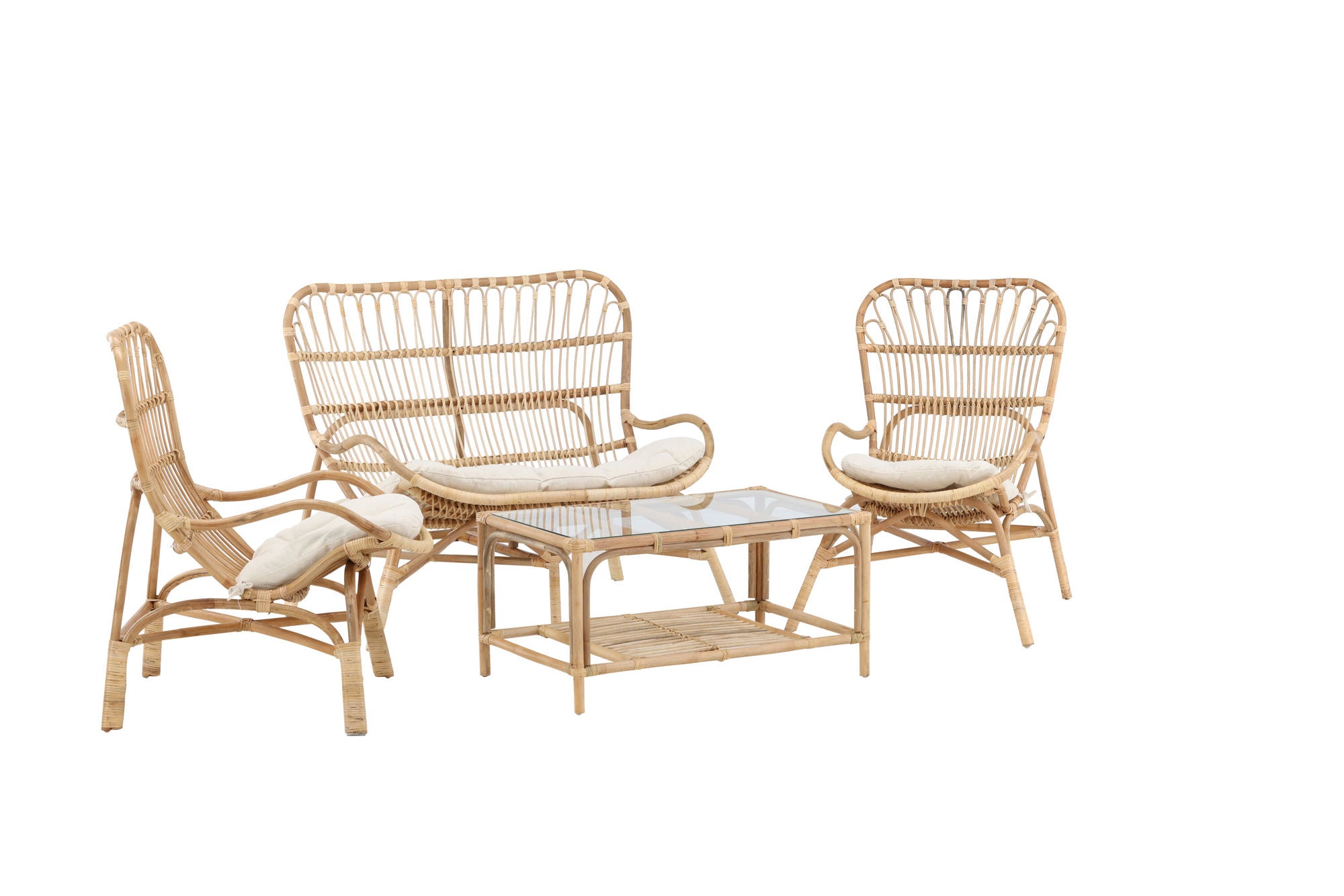 Venture Home Ella Lounge Set (3+2+1) Rattan / Offwhite Cushion