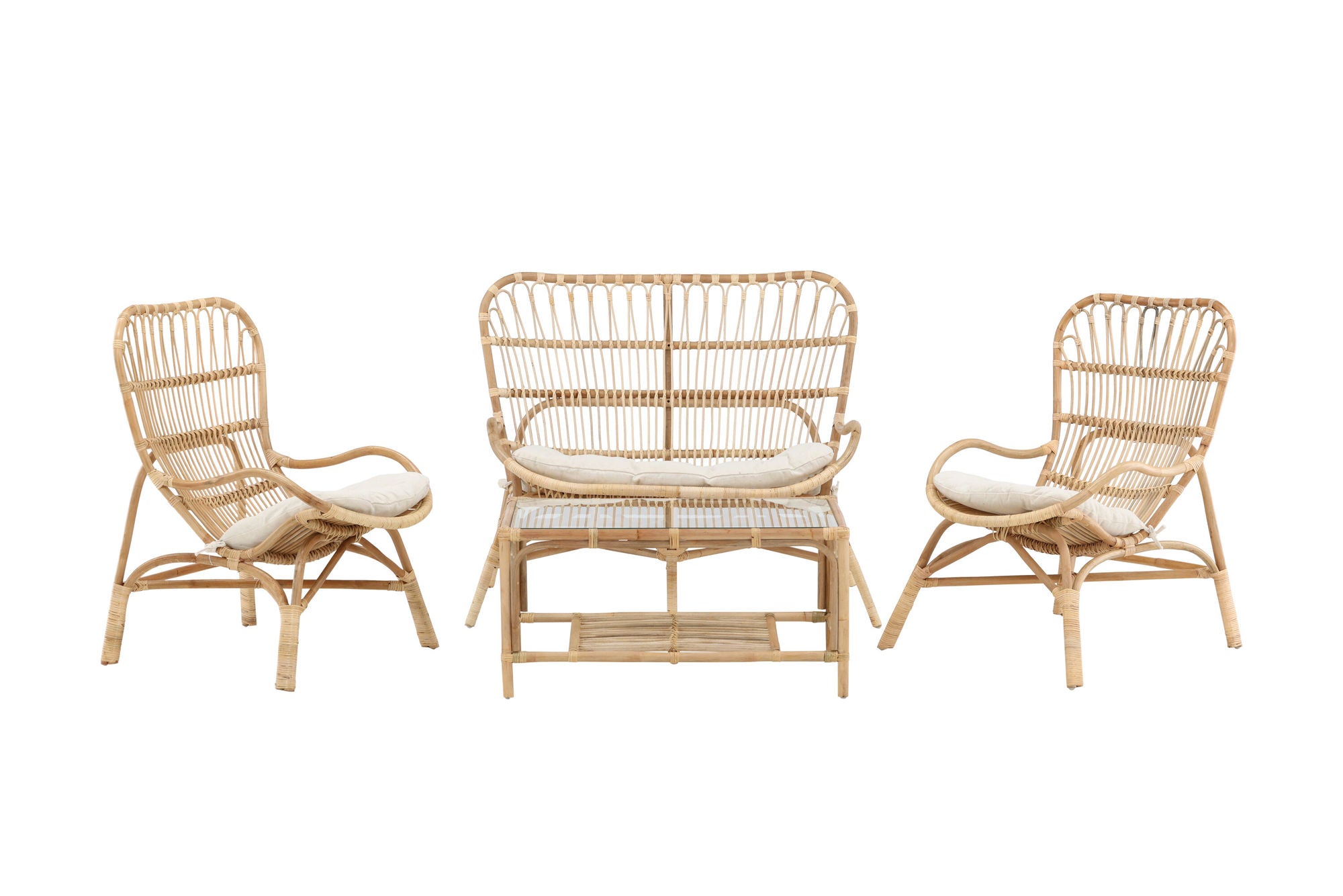 Venture Home Ella Lounge Set (3+2+1) Rattan / Offwhite Cushion