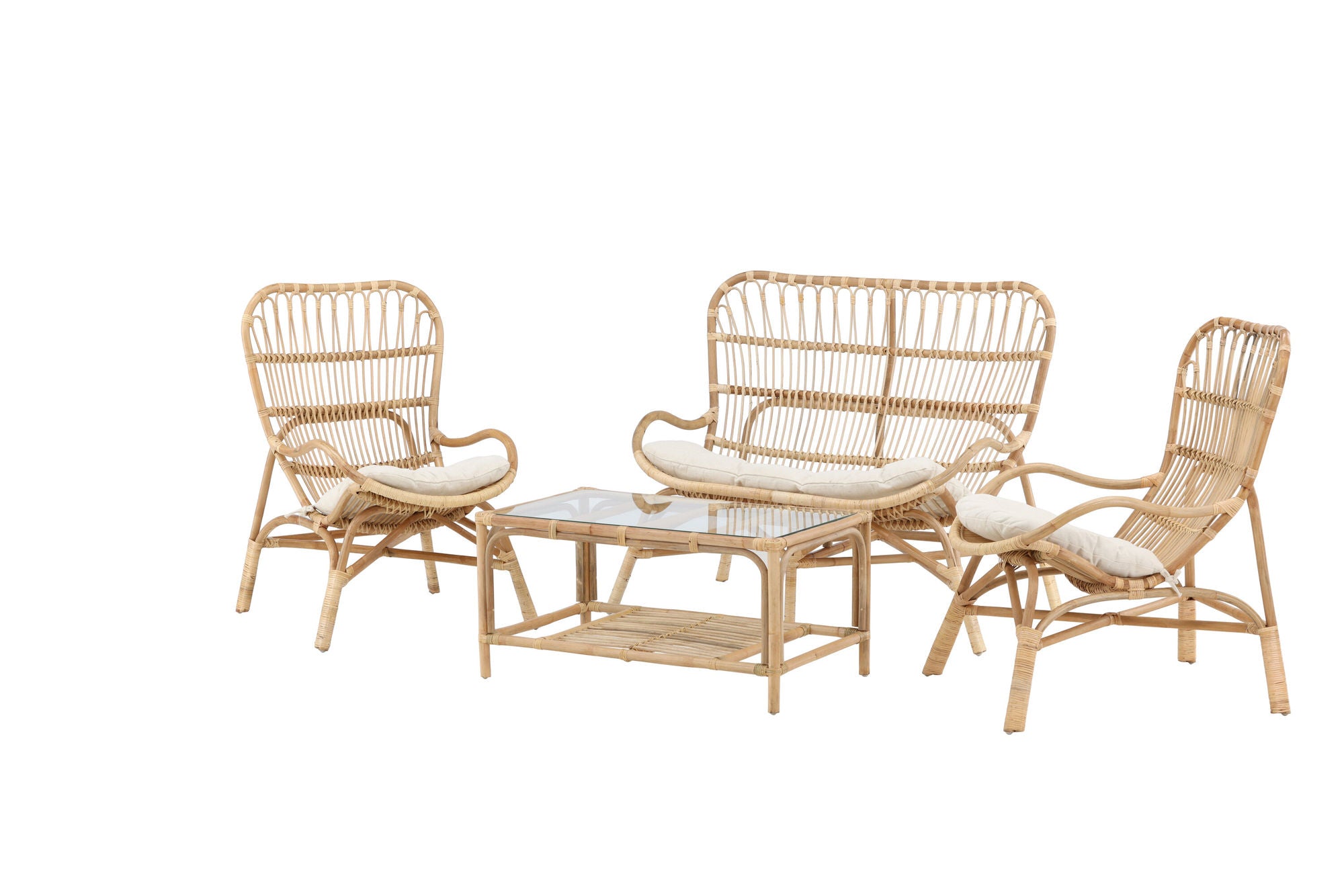 Venture Home Ella Lounge Set (3+2+1) Rattan / Offwhite Cushion