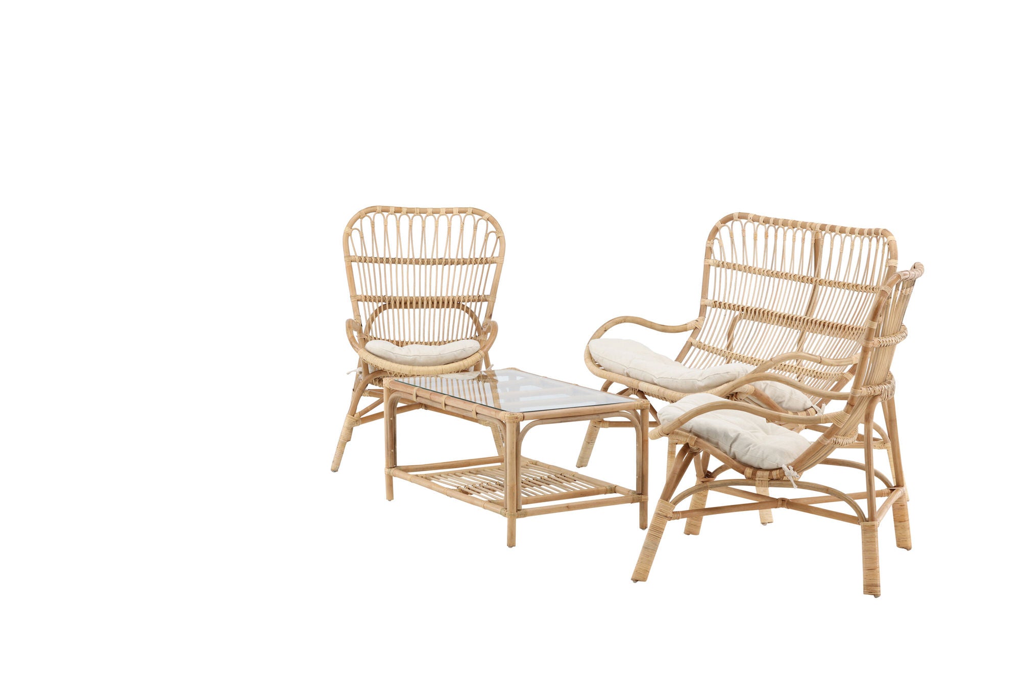 Venture Home Ella Lounge Set (3+2+1) Rattan / Offwhite Cushion