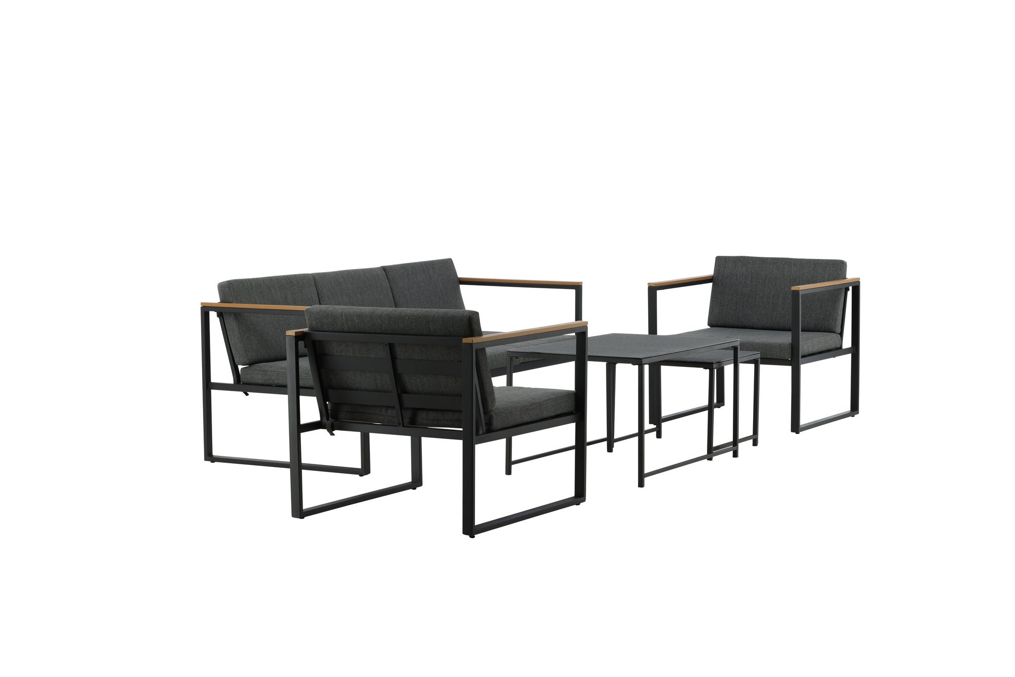 Venture Home Dakar Sofa set -Black frame/grey cushion,/Spray stone Glass