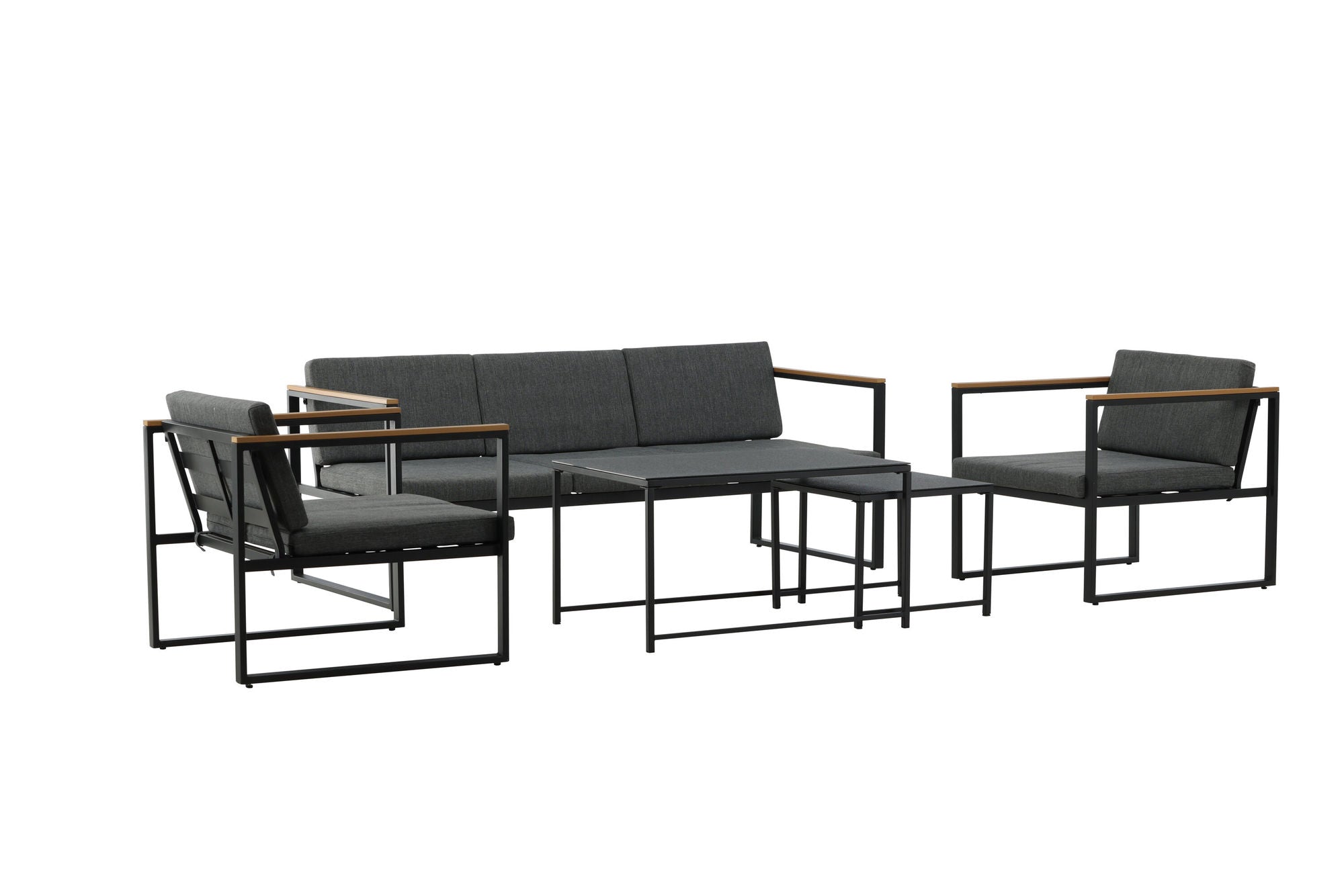 Venture Home Dakar Sofa set -Black frame/grey cushion,/Spray stone Glass