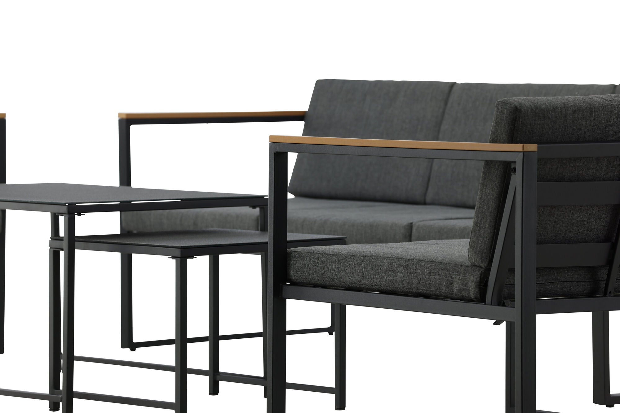 Venture Home Dakar Sofa set -Black frame/grey cushion,/Spray stone Glass