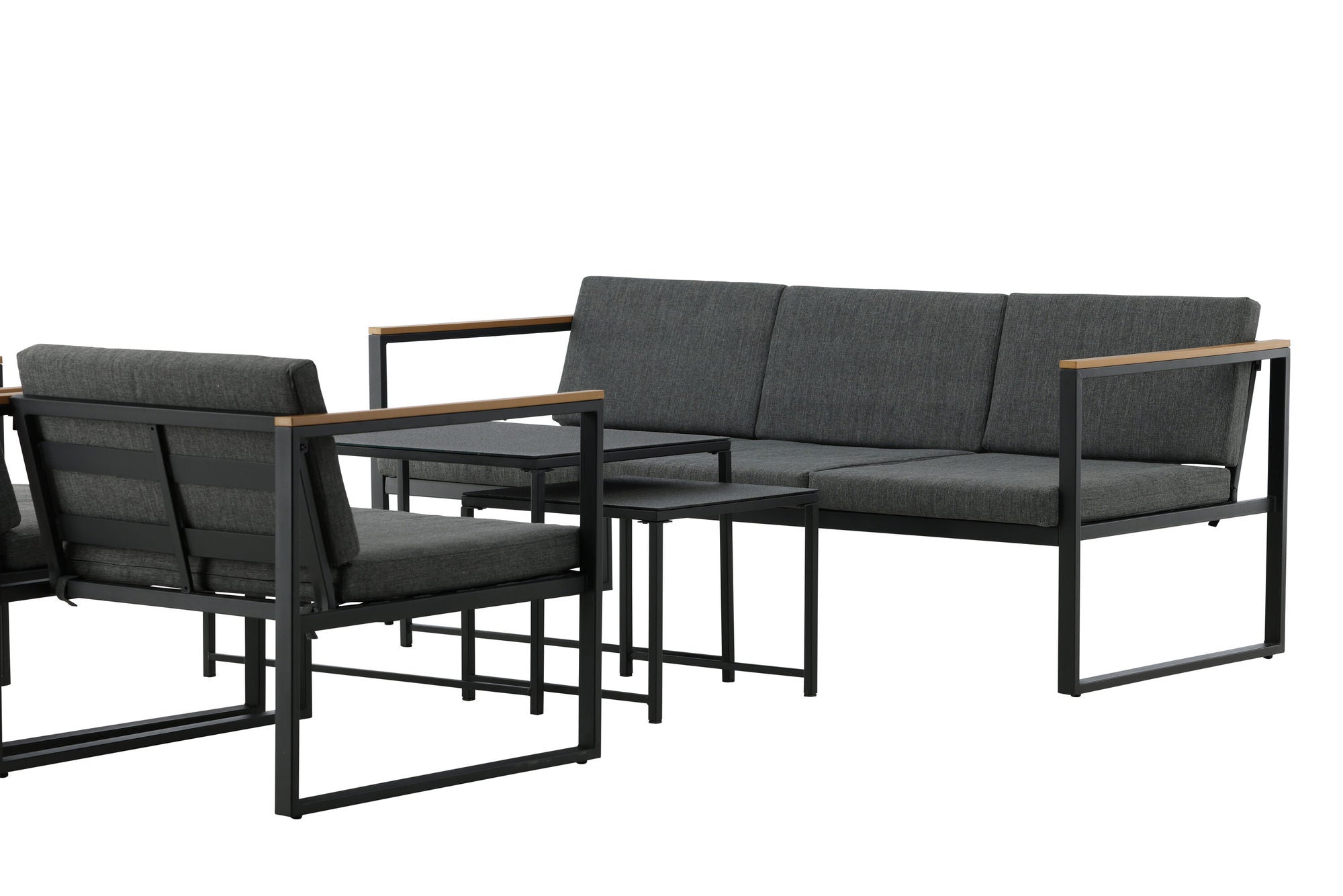 Venture Home Dakar Sofa set -Black frame/grey cushion,/Spray stone Glass