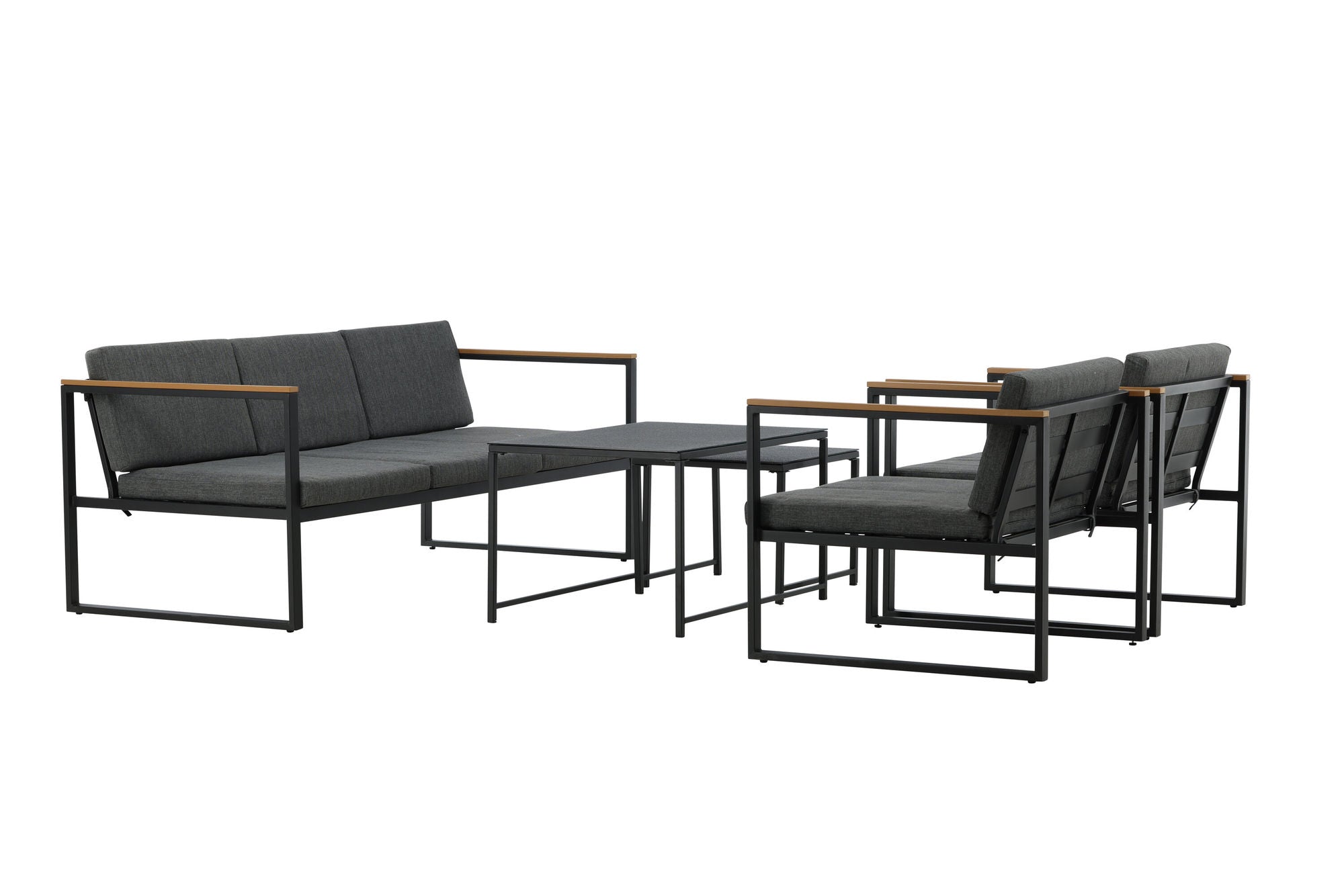Venture Home Dakar Sofa set -Black frame/grey cushion,/Spray stone Glass