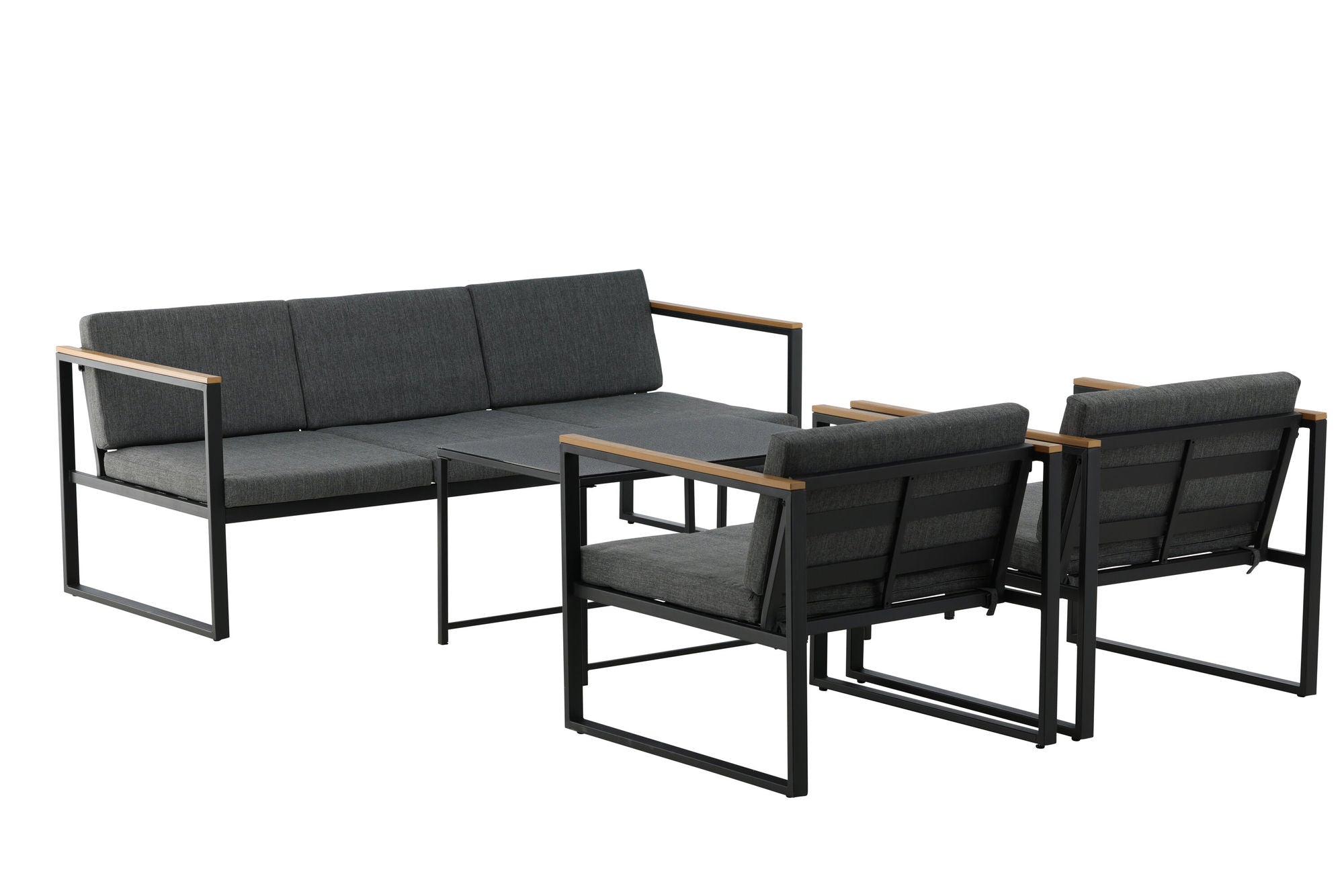 Venture Home Dakar Sofa set -Black frame/grey cushion,/Spray stone Glass