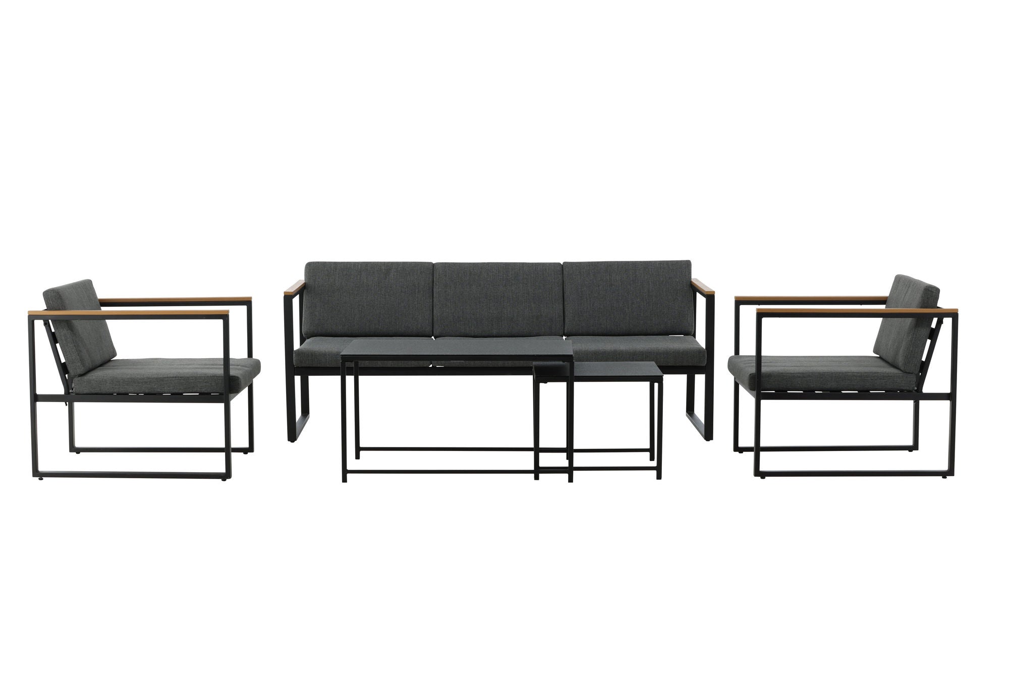 Venture Home Dakar Sofa set -Black frame/grey cushion,/Spray stone Glass