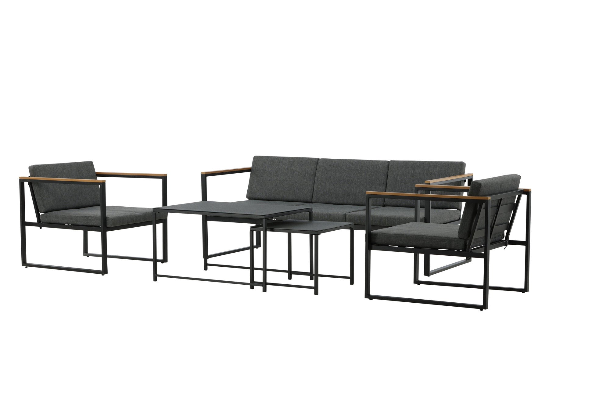 Venture Home Dakar Sofa set -Black frame/grey cushion,/Spray stone Glass