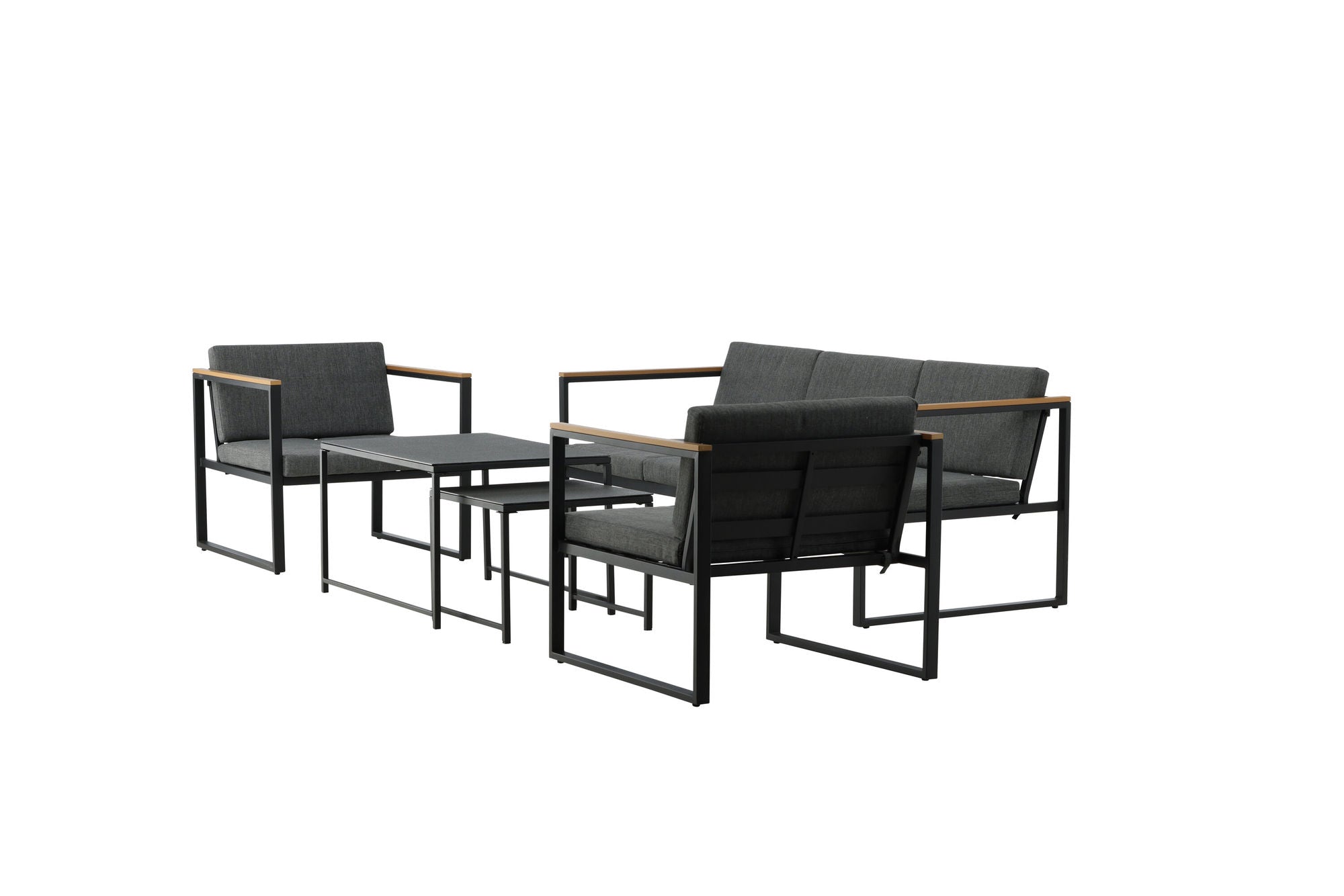Venture Home Dakar Sofa set -Black frame/grey cushion,/Spray stone Glass