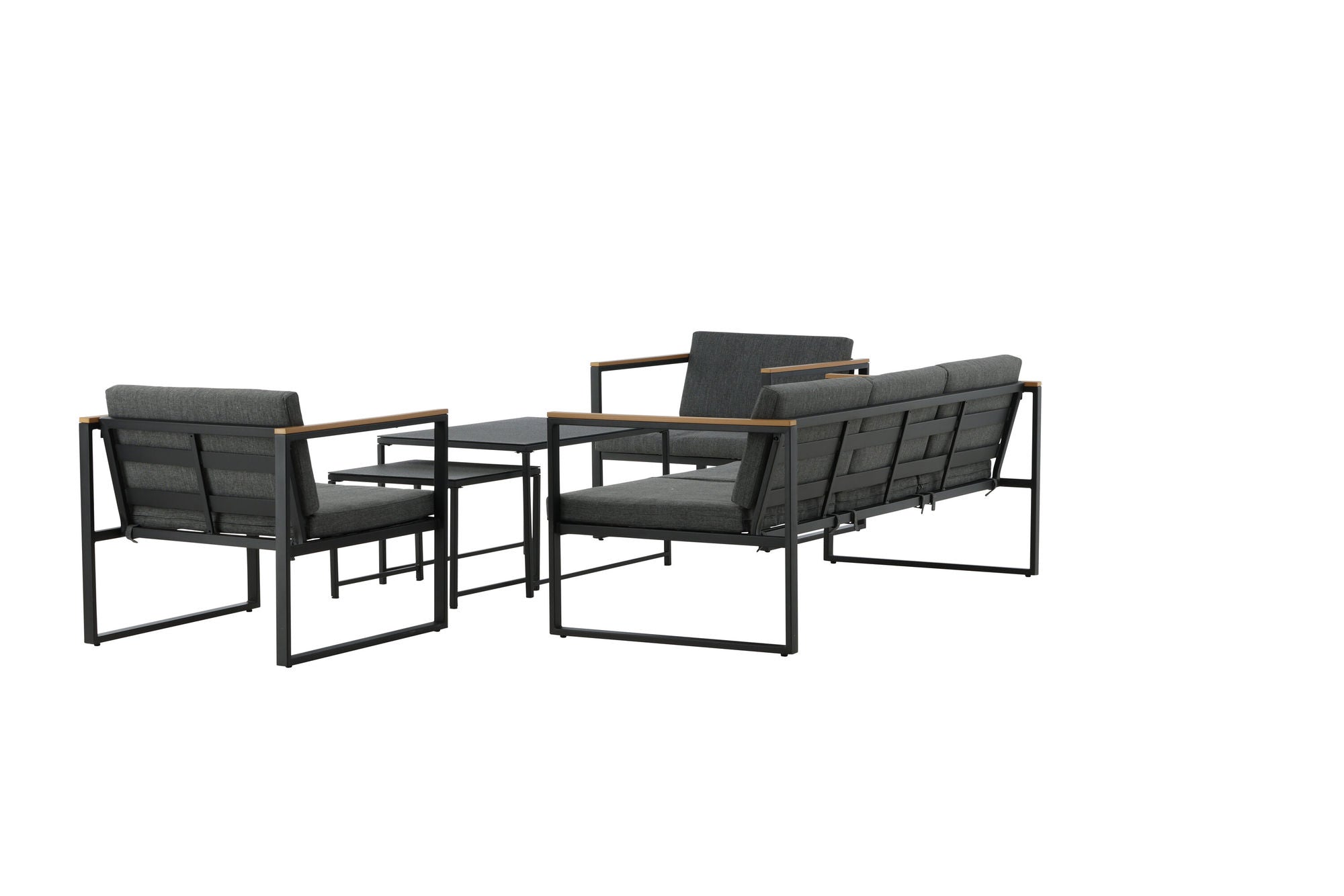 Venture Home Dakar Sofa set -Black frame/grey cushion,/Spray stone Glass