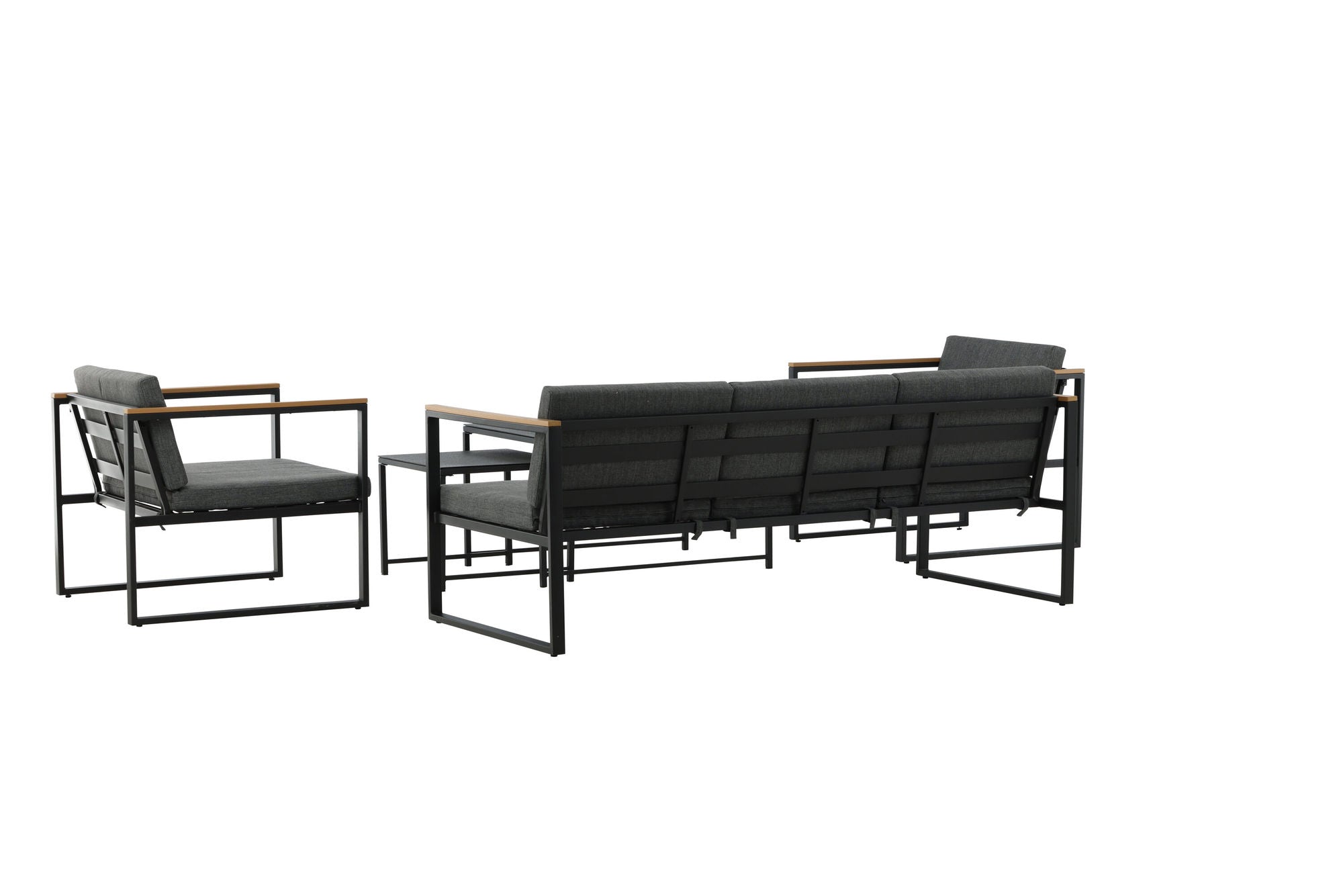 Venture Home Dakar Sofa set -Black frame/grey cushion,/Spray stone Glass