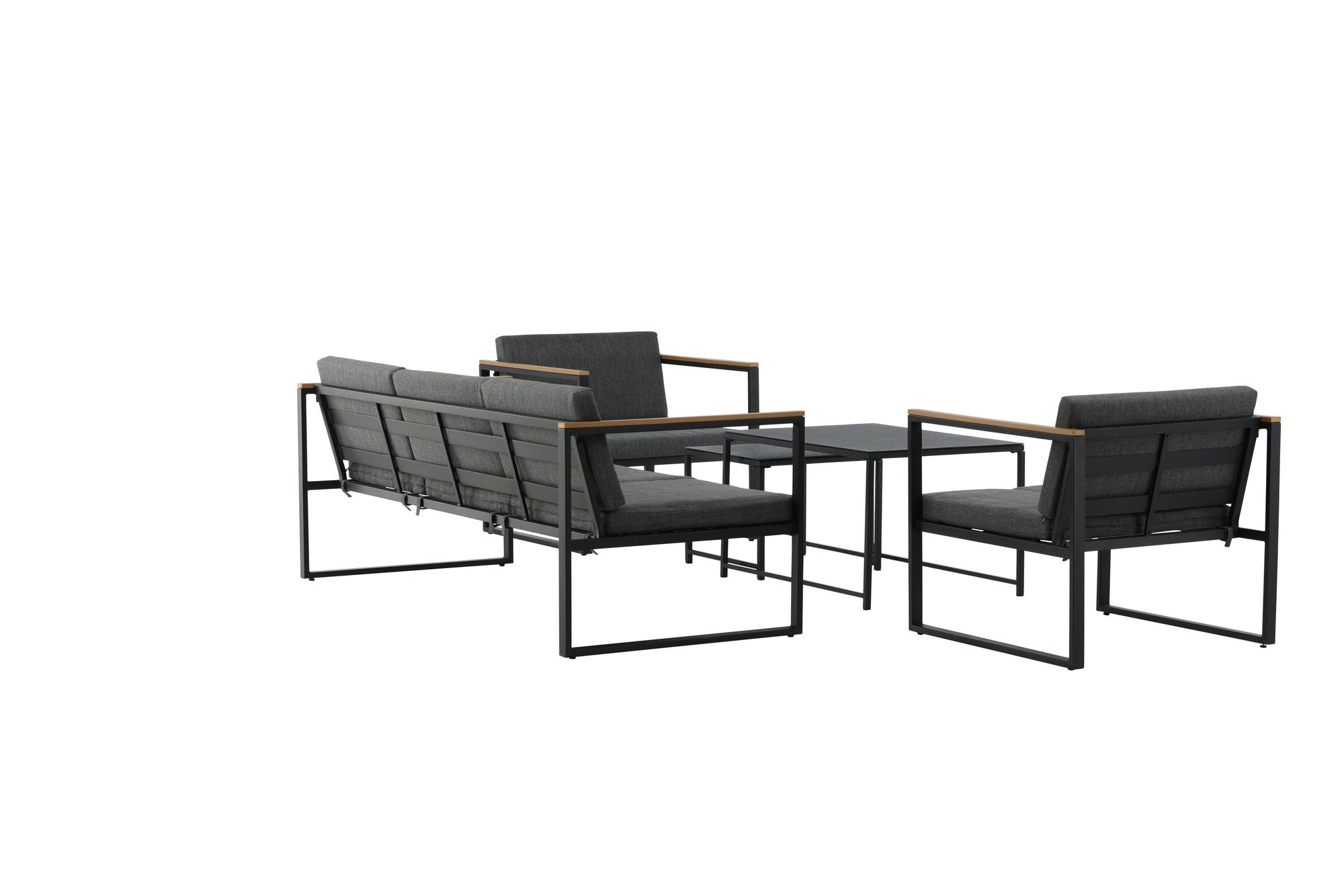Venture Home Dakar Sofa set -Black frame/grey cushion,/Spray stone Glass