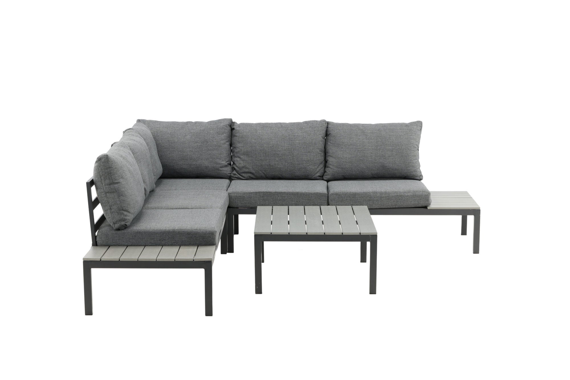 Venture Home Odense sofa set- - BLACK alu / Grey Cushion / Grey Aintwood
