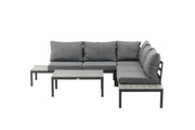 Venture Home Odense sofa set- - BLACK alu / Grey Cushion / Grey Aintwood