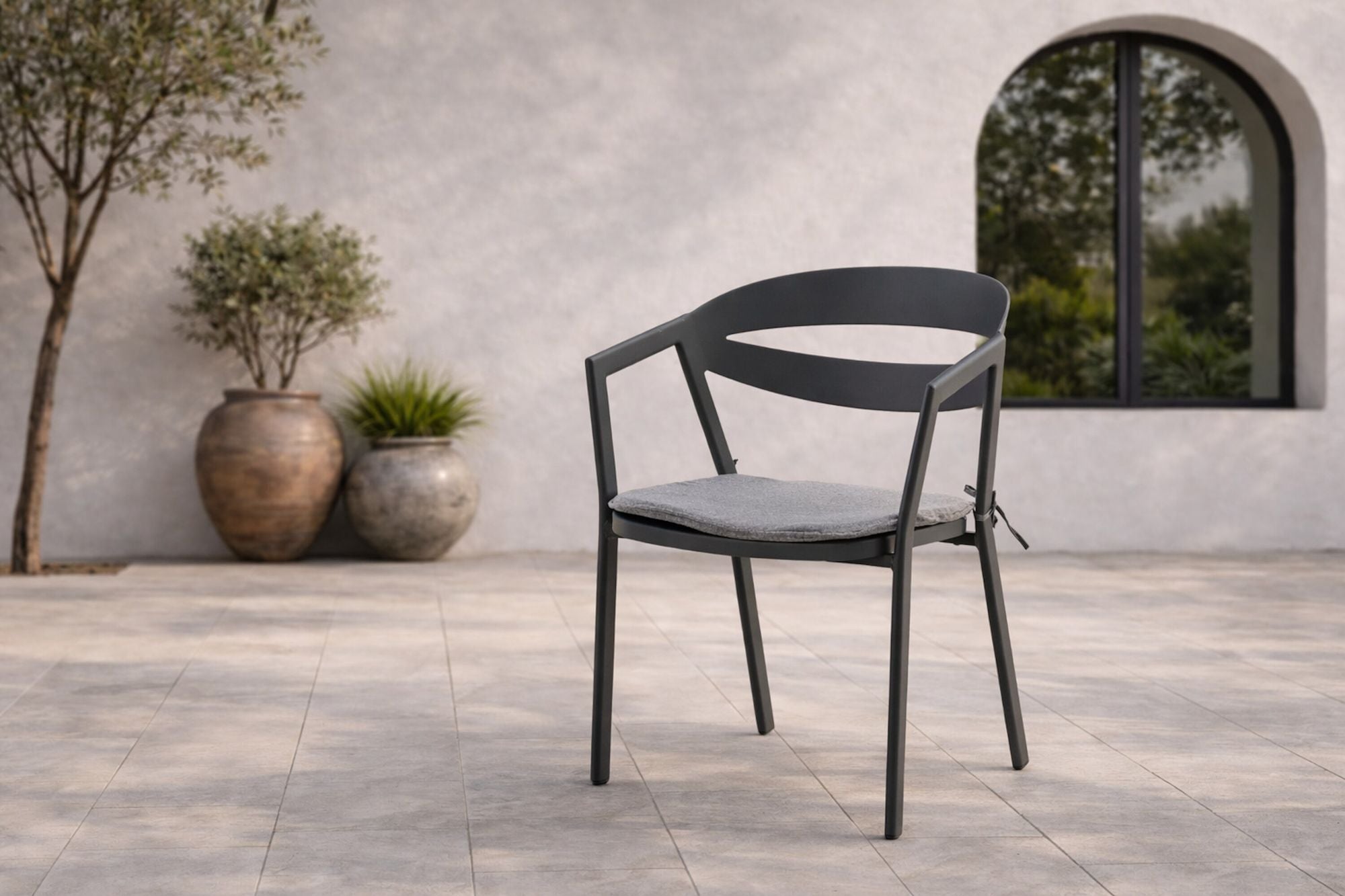 Venture Home Slit - Spisebordsstol inc Cushion- Black /Grey - Aluminium -