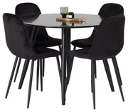 Venture Home Plaza Runt Matbord - Svart / Svart - ø100*H75 +Polar Spisebordsstol - Black legs / Black Velvet _4