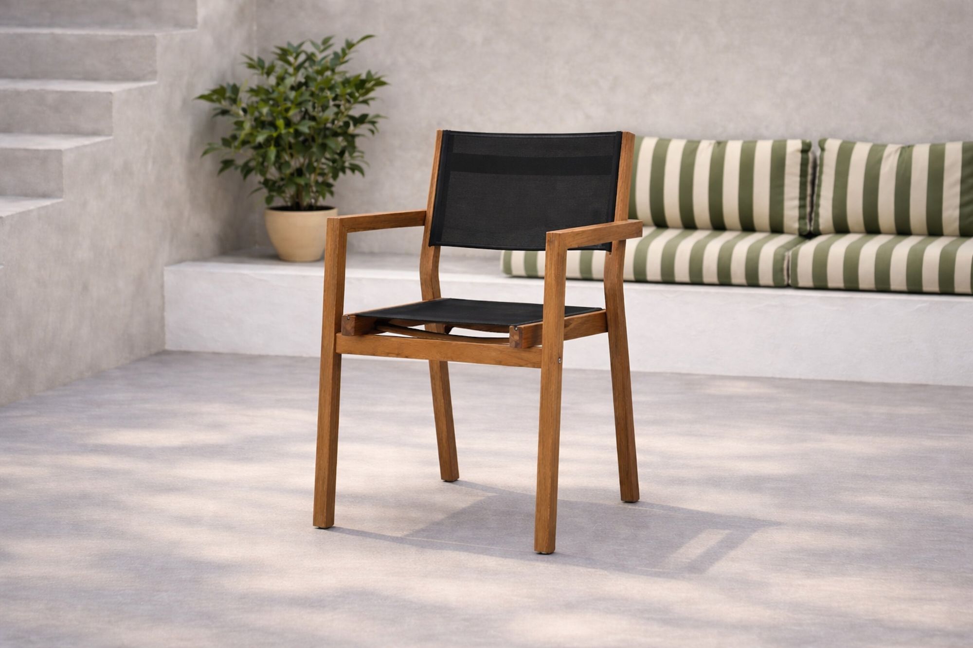 Venture Home Venice Stackingchair 2-pack - Teak / Black Textilene