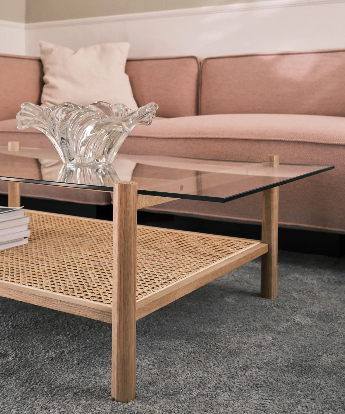 Neo - sofabord i naturlig eg med glasplade