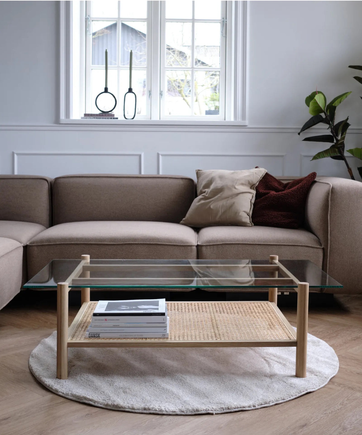 Neo - sofabord i naturlig eg med glasplade