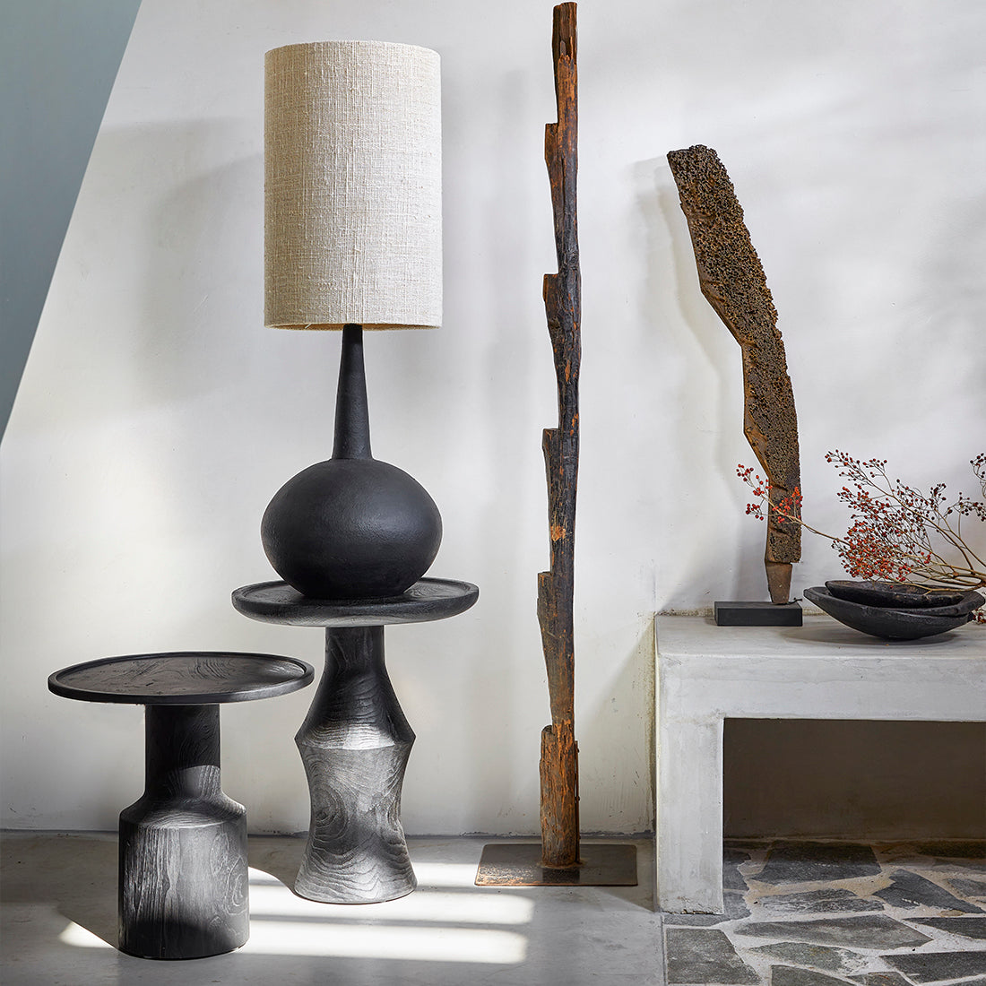 Nero teak side bord Twilight - Sort