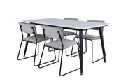 Venture Home Jimmy spisebord - Black / White HPL+Kenth stol - Black / Light Grey Velvet_4