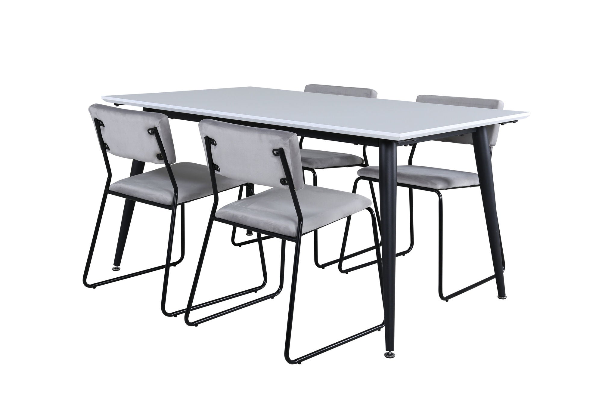Venture Home Jimmy spisebord - Black / White HPL+Kenth stol - Black / Light Grey Velvet_4
