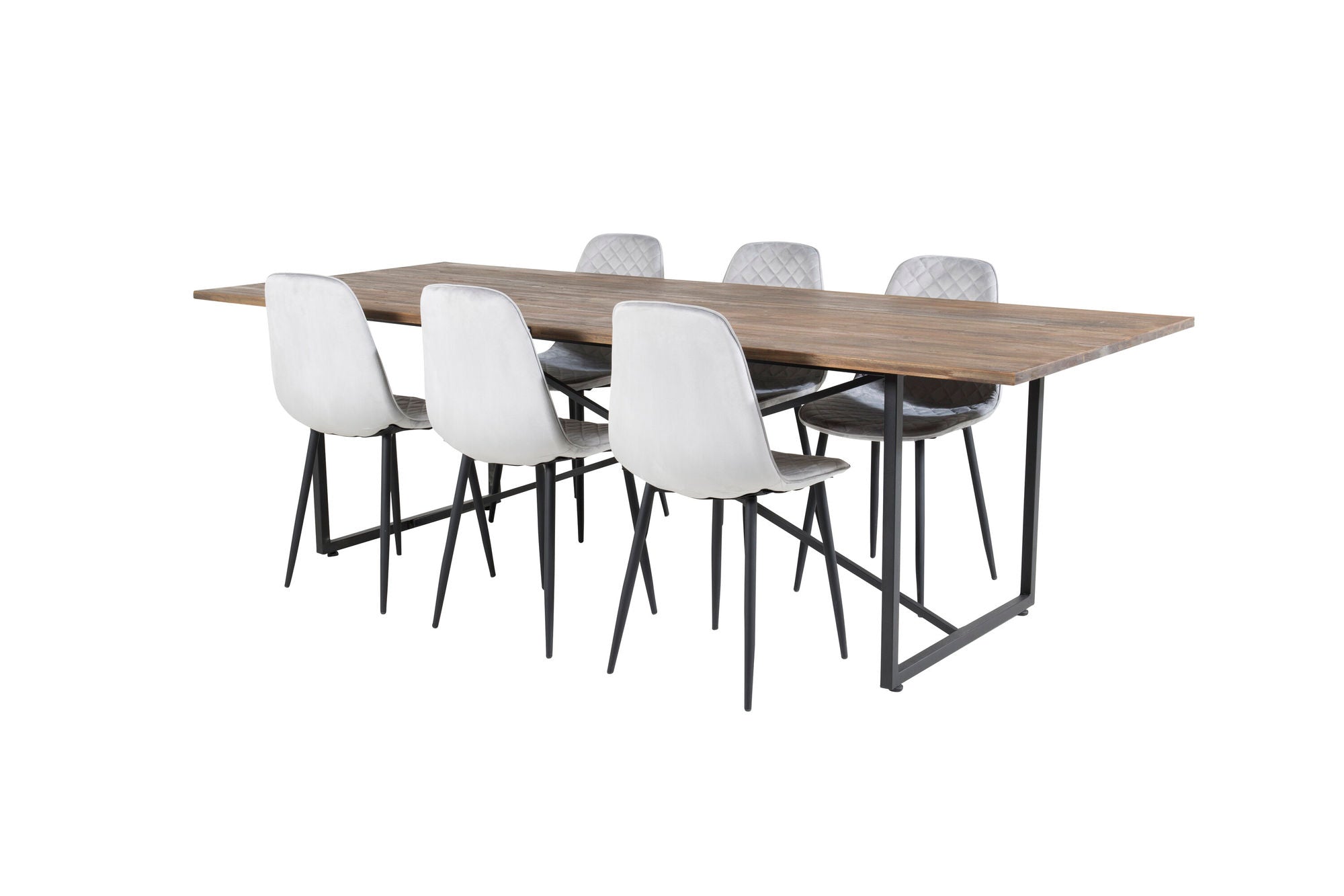 Venture Home Padang spisebord - 250*100*H76 - Dark Teak / Black+Polar Diamond Spisebordsstol - Black Legs - Grey Velvet_6