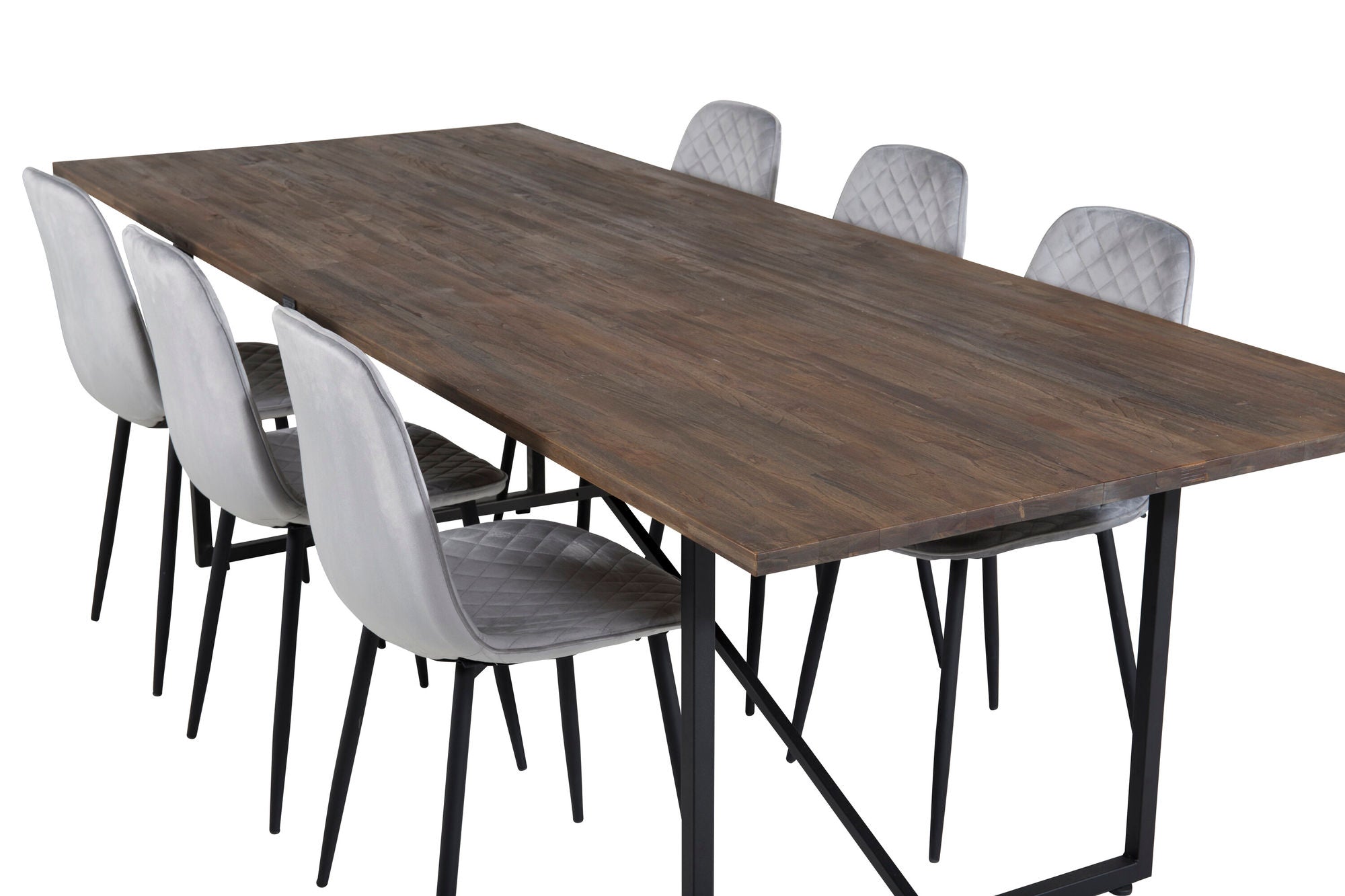 Venture Home Padang spisebord - 250*100*H76 - Dark Teak / Black+Polar Diamond Spisebordsstol - Black Legs - Grey Velvet_6