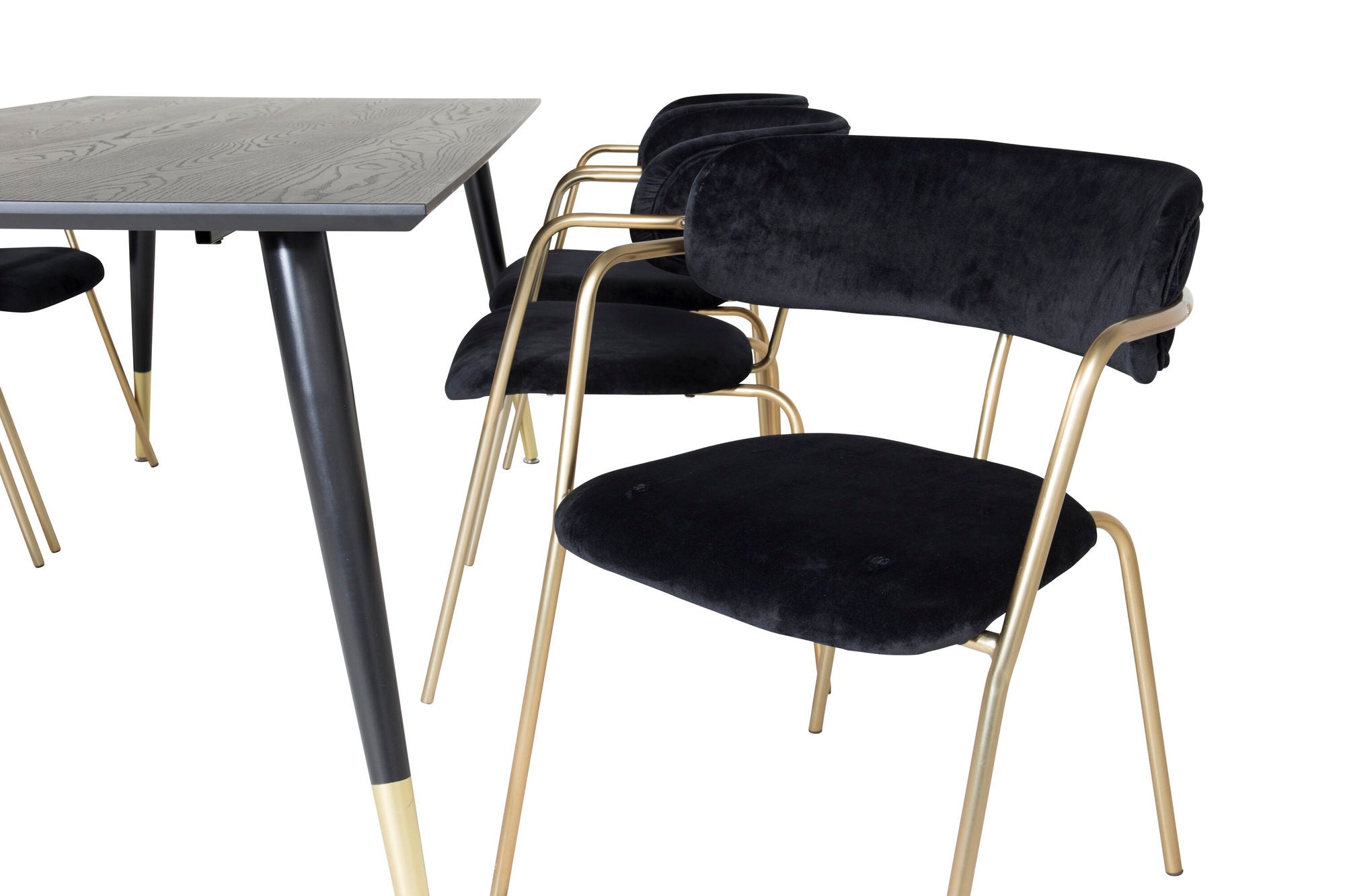 Venture Home Dipp spisebord - 180*90cm - Black / Black Brass+Arrow armchair - Brass Legs - Black Velvet_6