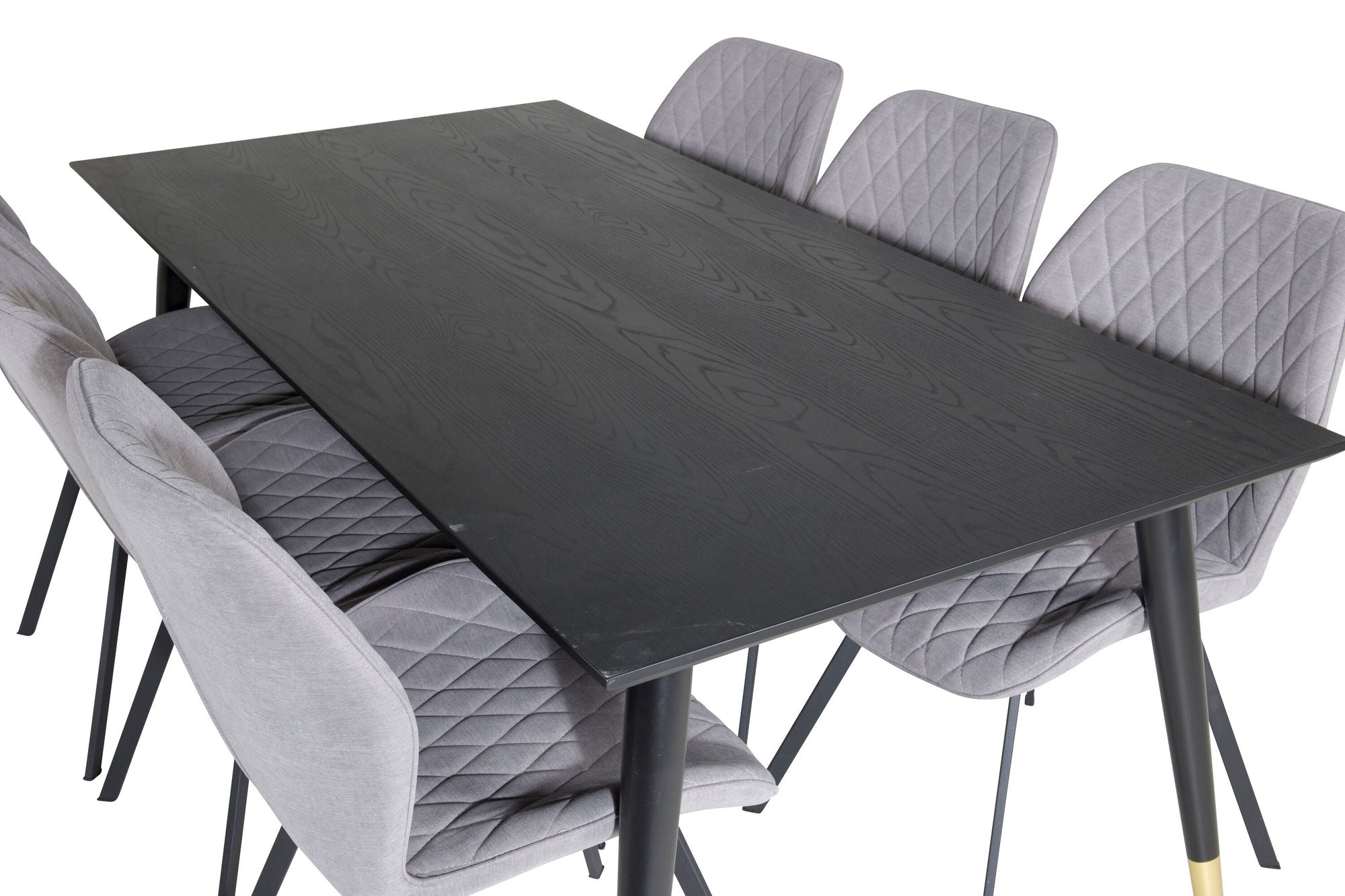 Venture Home Dipp spisebord - 180*90cm - Black / Black Brass+Gemma Spisebordsstol - Black Legs - Grey Fabric_6