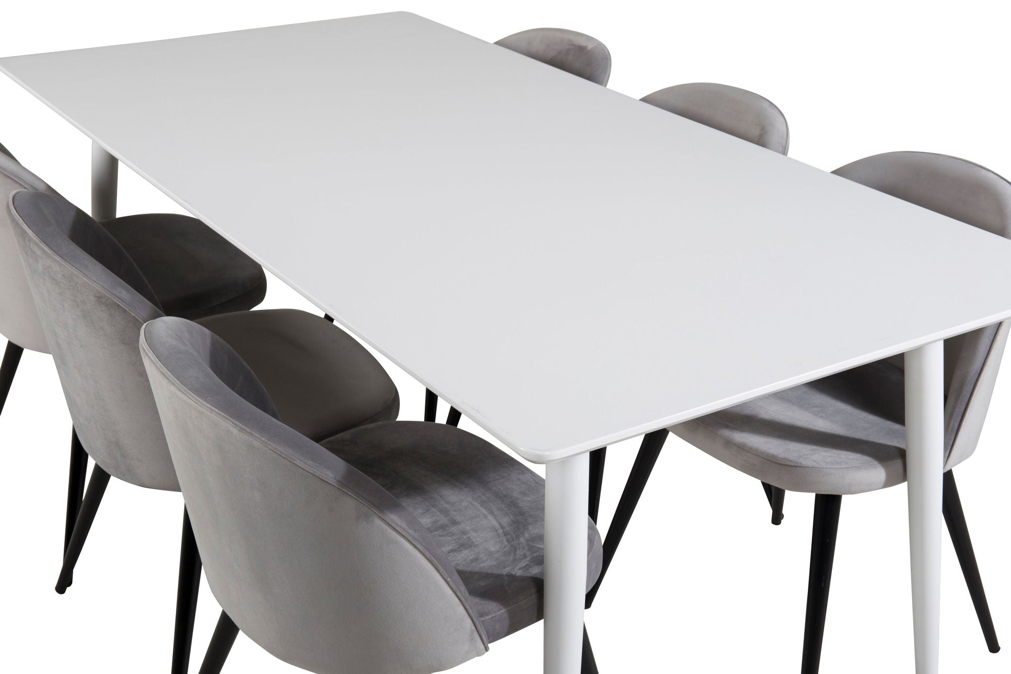 Venture Home Polar spisebord 180 cm - White top / White Legs+Velvet Spisebordsstol - Light Grey / Black_6