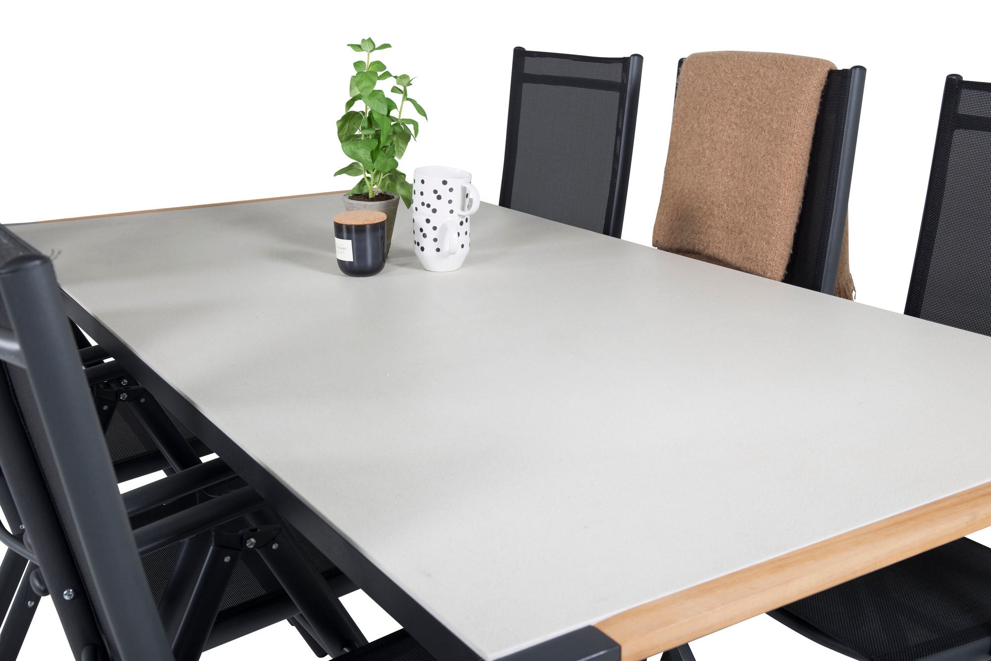 Venture Home Texas spisebord 200*100 - Black Alu / Teak / Grey Spray stone+Break 5:pos Cha