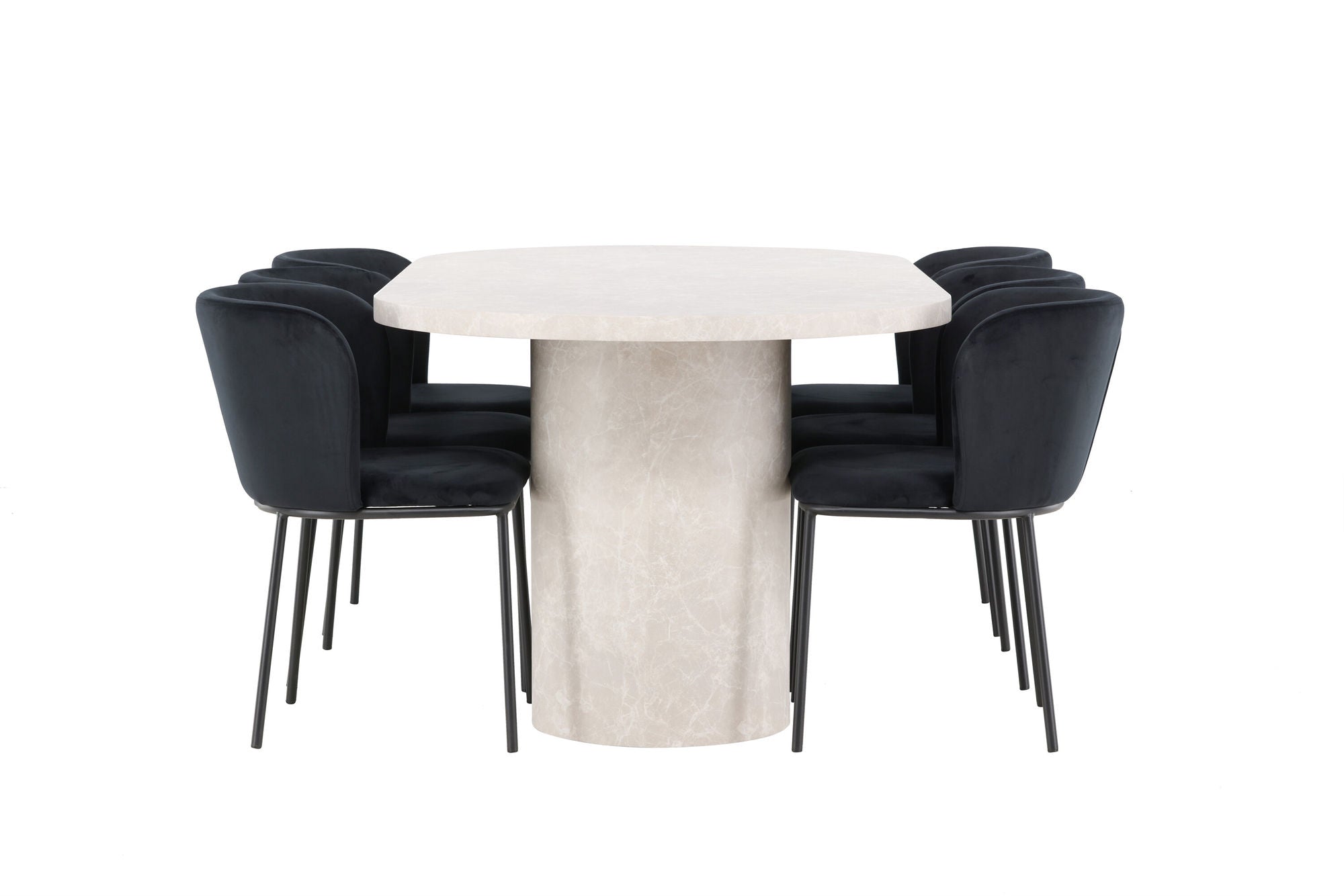 Venture Home Narvik bord - Beige with 6 Edina stol - Black